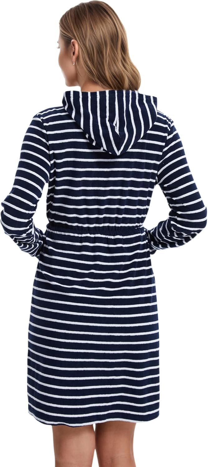 Alternative view of Navisting Women Terry Cloth Zipper Robe Zip Up Bathrobes with Pockets Hooded Cotton Housecoat Nightgown Loungewear Sleepwear