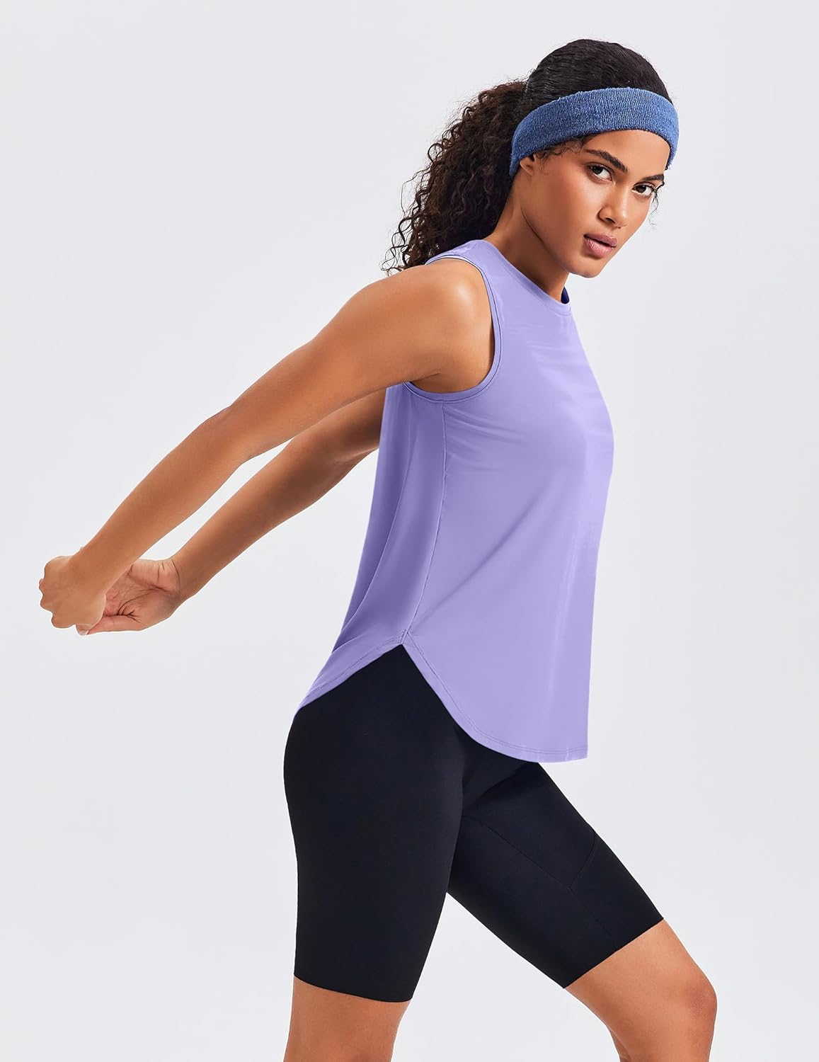 PINSPARK Women's Workout Tank Tops Back Pleat Loose Fit Sleeveless Yoga Athletic Shirts Soft UPF 50+ Cooling Running Gym Tops