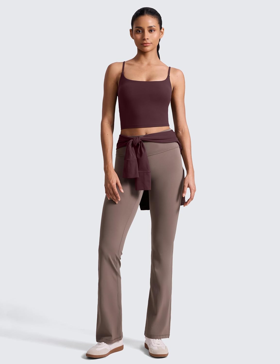 Alternative view of CRZ YOGA Butterlift Scoop Neck Crop Tank Tops for Women - Longline U Back Adjustable Straps Workout Sports Bras