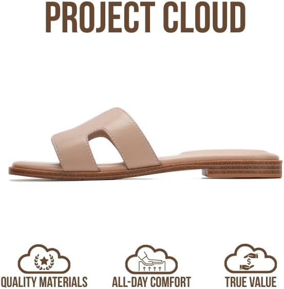 Alternative view of Project Cloud 100% Genuine Leather Sandals for Women 2026 - Fashion Flat Womens Sandals with Memory Foam Insole Slides Sandals Women Footwear - Mules Women's Sandals (Jannel)