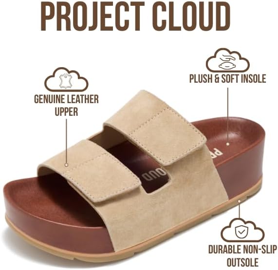 Alternative view of Project Cloud 100% Genuine Leather Platform Sandals Women Footwear-Beach Essentials Summer Wedges with Plush and Soft Insole-Non Slip & Lightweight Wedge Sandals For Women 2026