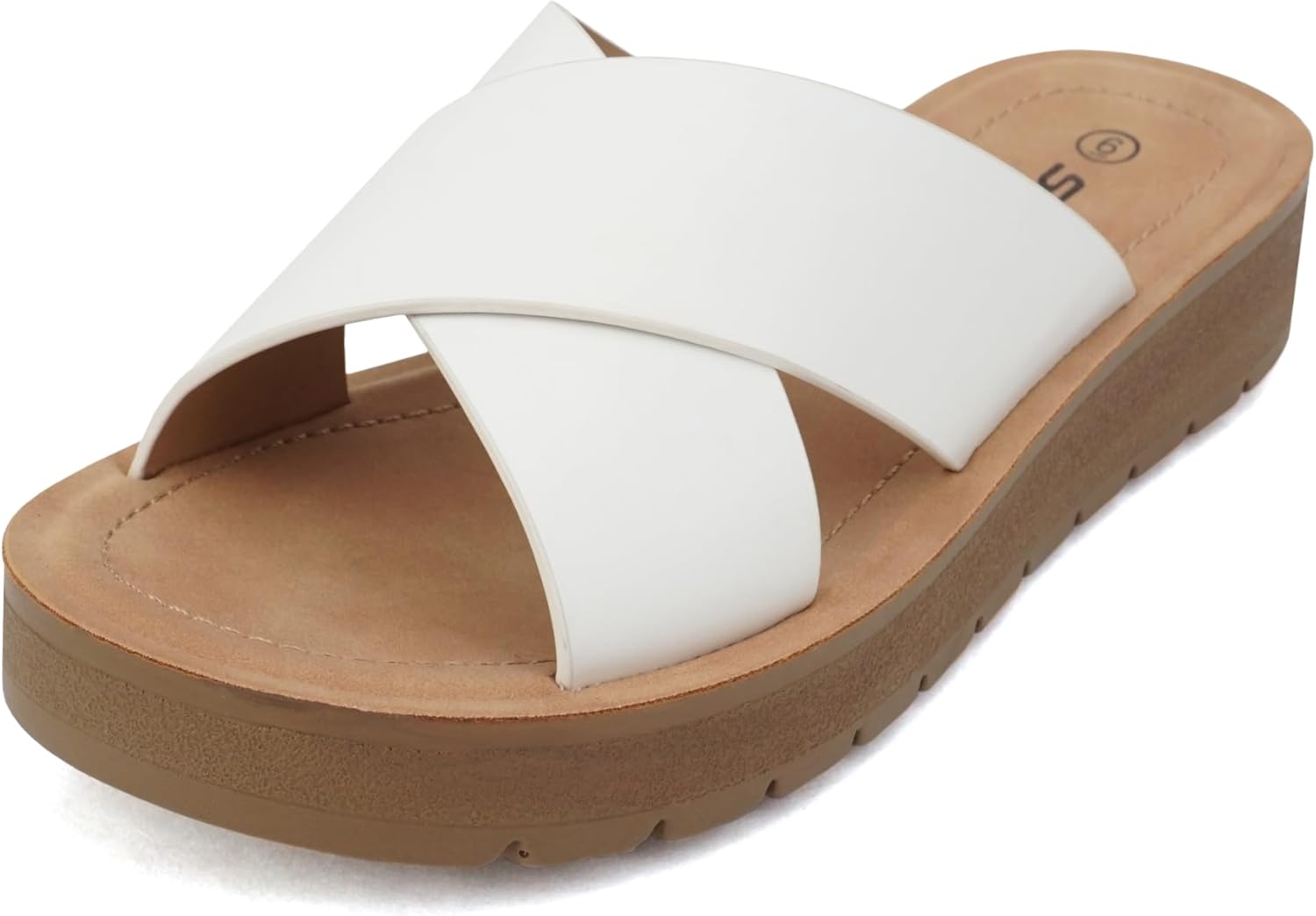 Soda LUCY ~ Women Open Toe Flatform Platform Crisscross Band Upper Fashion Slide Sandals