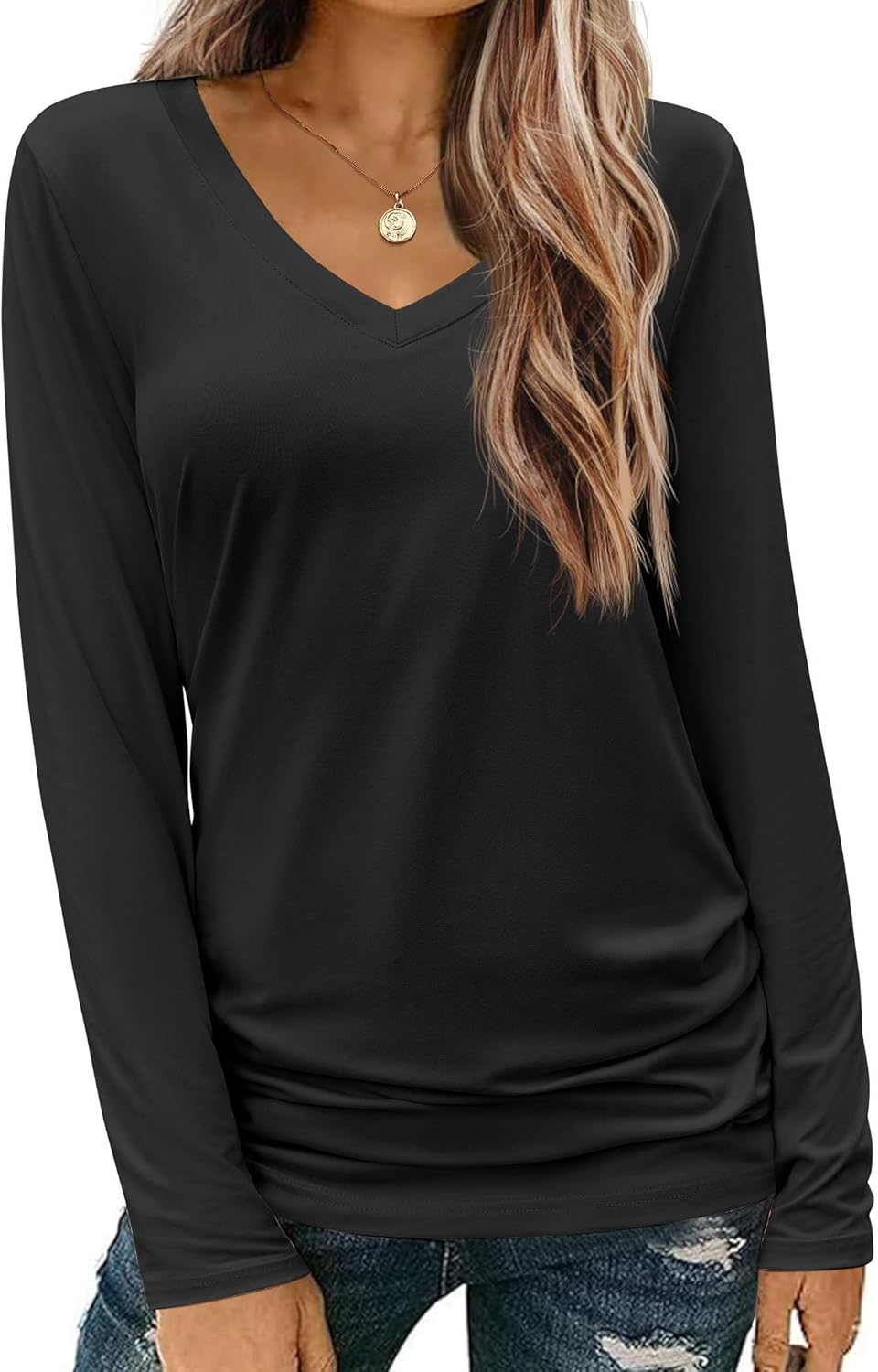 Zeagoo Womens T Shirts Long Sleeve V Neck Basic Tee Casual Loose Fit Soft Fall Tops Outfits 2026 S-XXL - Image 5