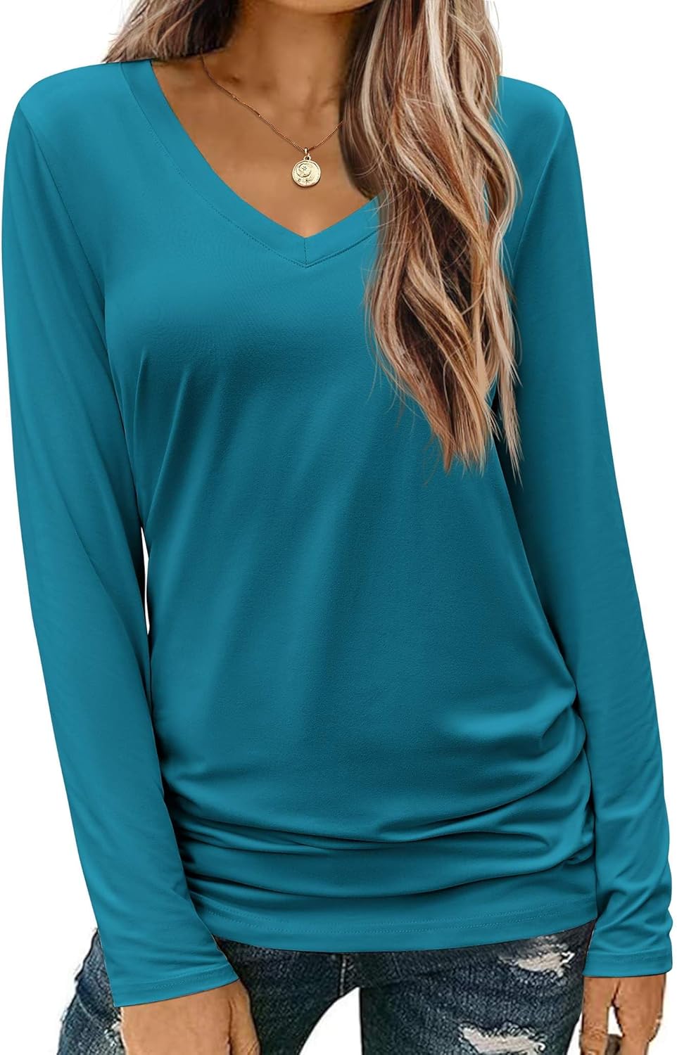 Zeagoo Womens T Shirts Long Sleeve V Neck Basic Tee Casual Loose Fit Soft Fall Tops Outfits 2026 S-XXL - Image 7