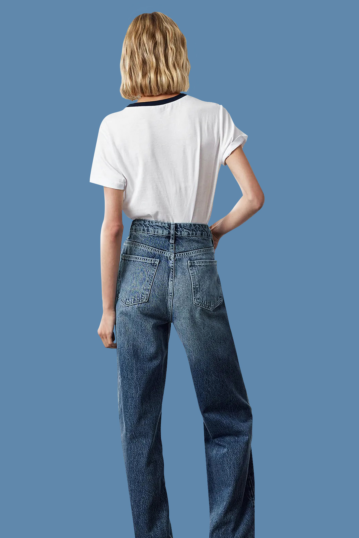 High-Waist Wide Leg Denim Pants – Dark Blue | Hovystore