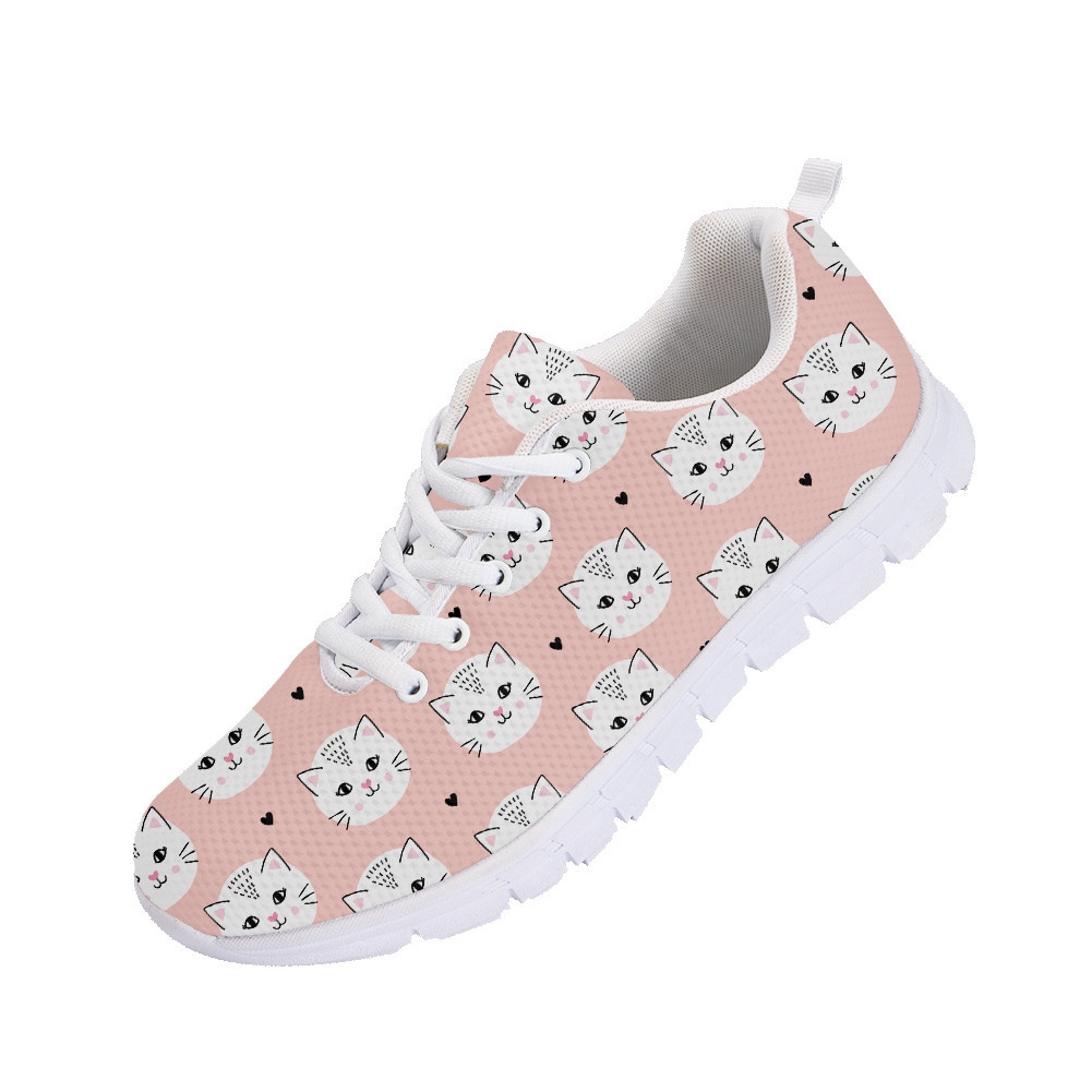Pastel Peach Pink Face Of White Cat Running Shoes Sport Sneakers - Personalized