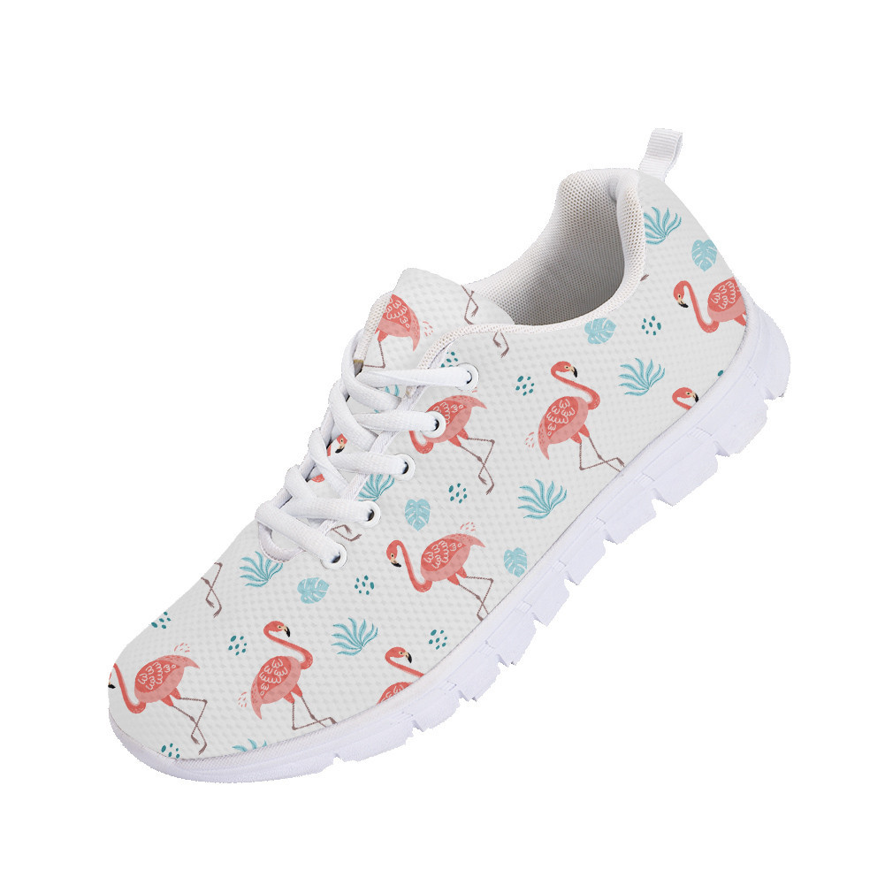Pink Flamingo With Tropical Blue Leaves Running Shoes Sport Sneakers - Personalized
