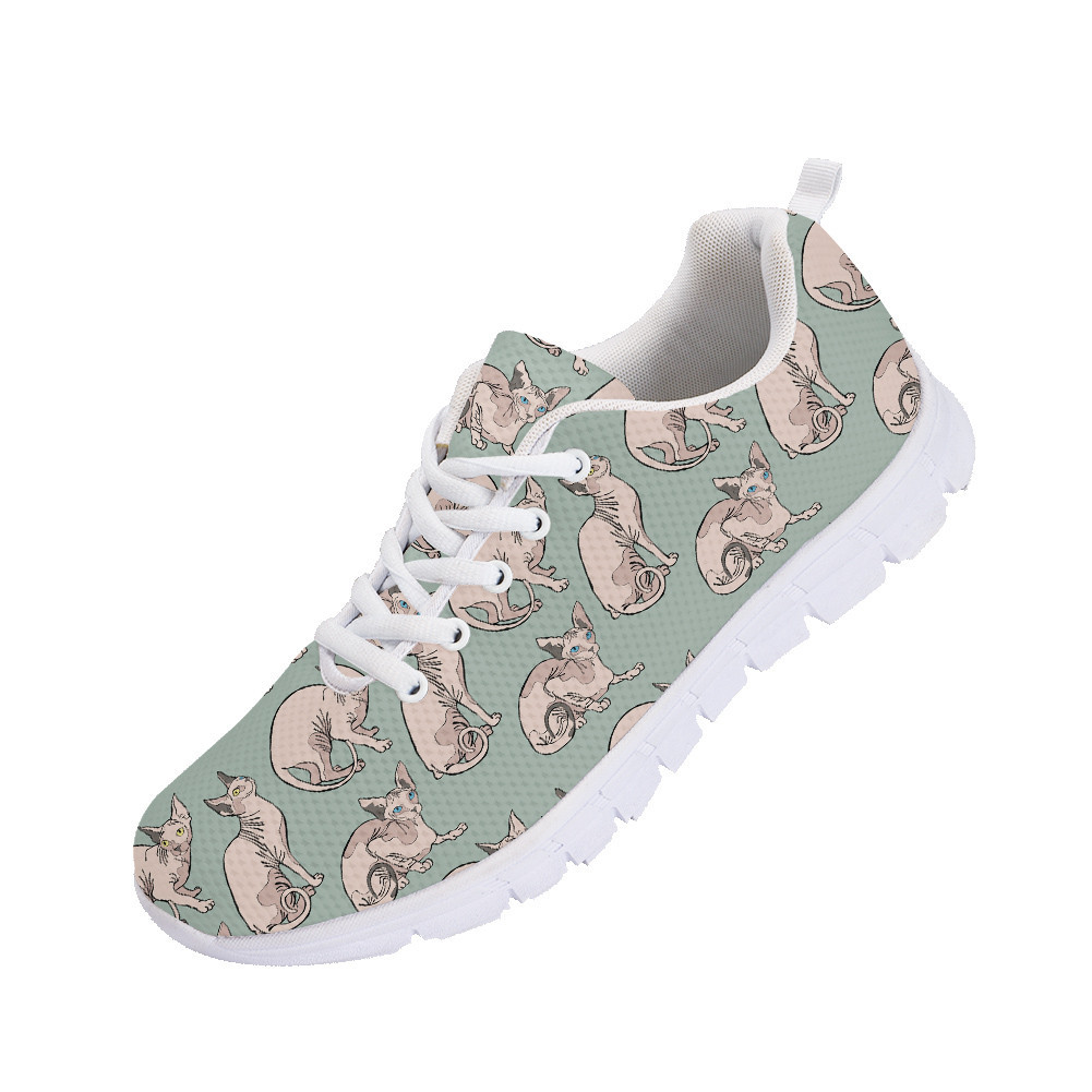 Pink Sphynx Cats In Cartoon Style Running Shoes Sport Sneakers - Personalized