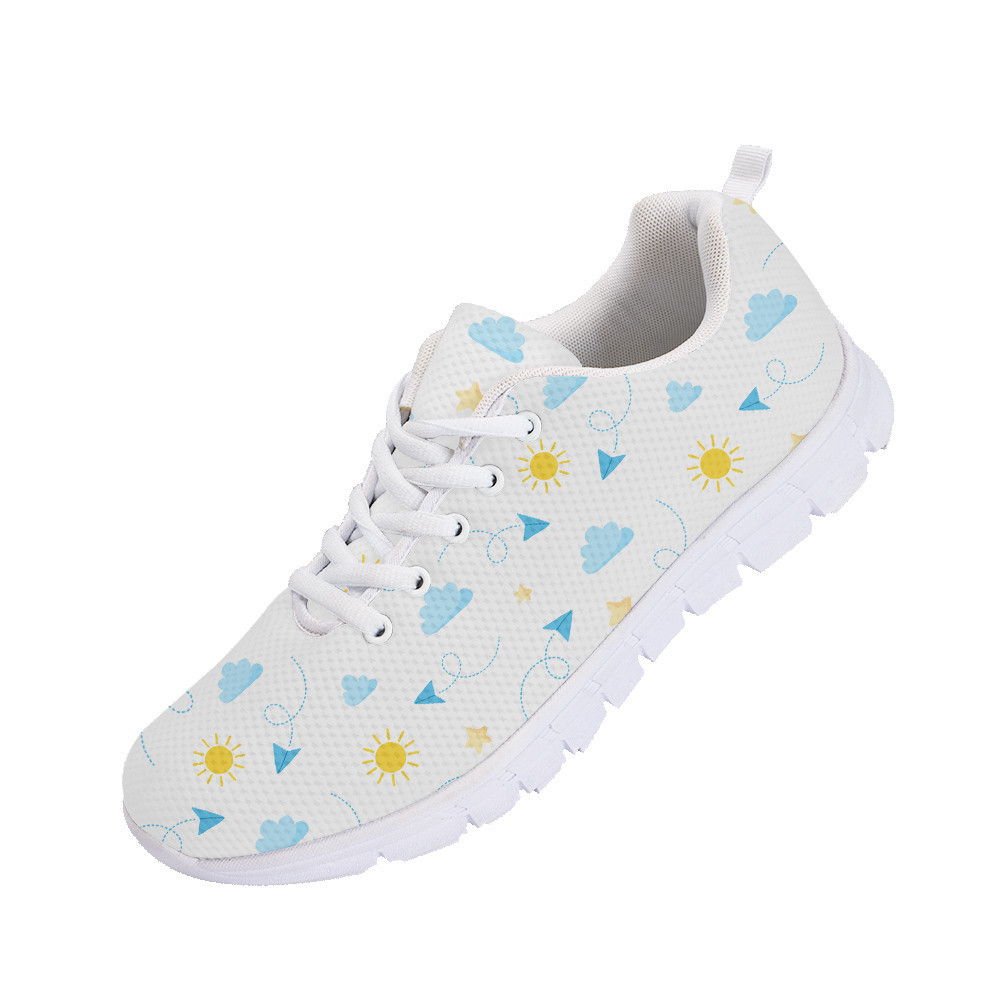 Paper Plane Sun Clouds And Stars On White Background Running Shoes Sport - Personalized Sneakers - Personalized