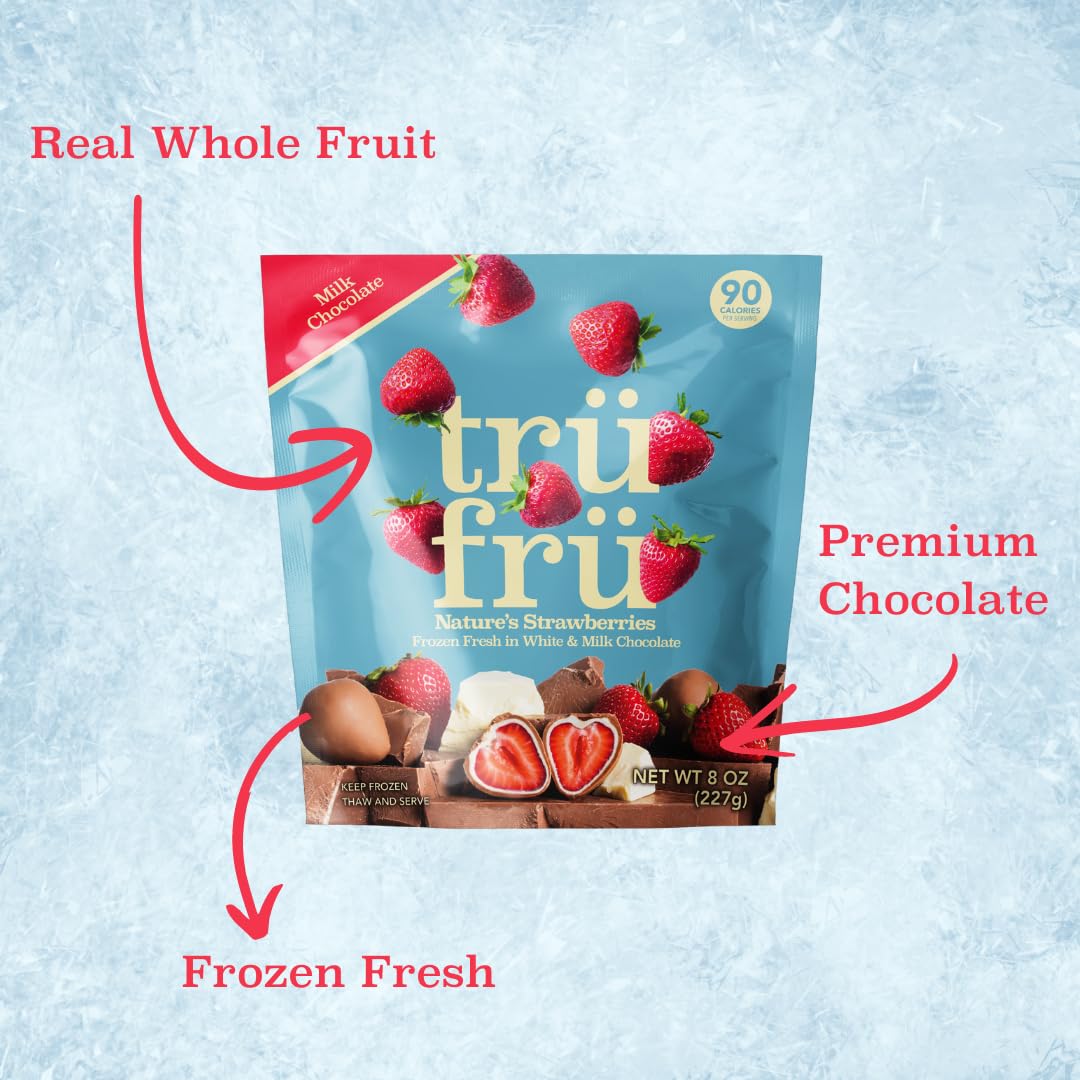 Alternative view of Tru Fru, Frozen Strawberries White And Milk Chocolate, 8 Ounce