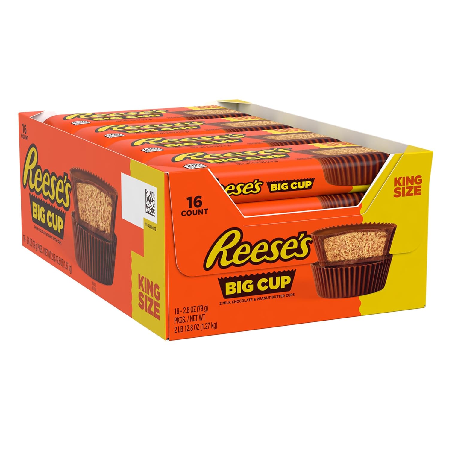 Alternative view of REESE'S Big Cup Milk Chocolate King Size Peanut Butter Cups, Candy Packs, 2.8 oz (16 Count)