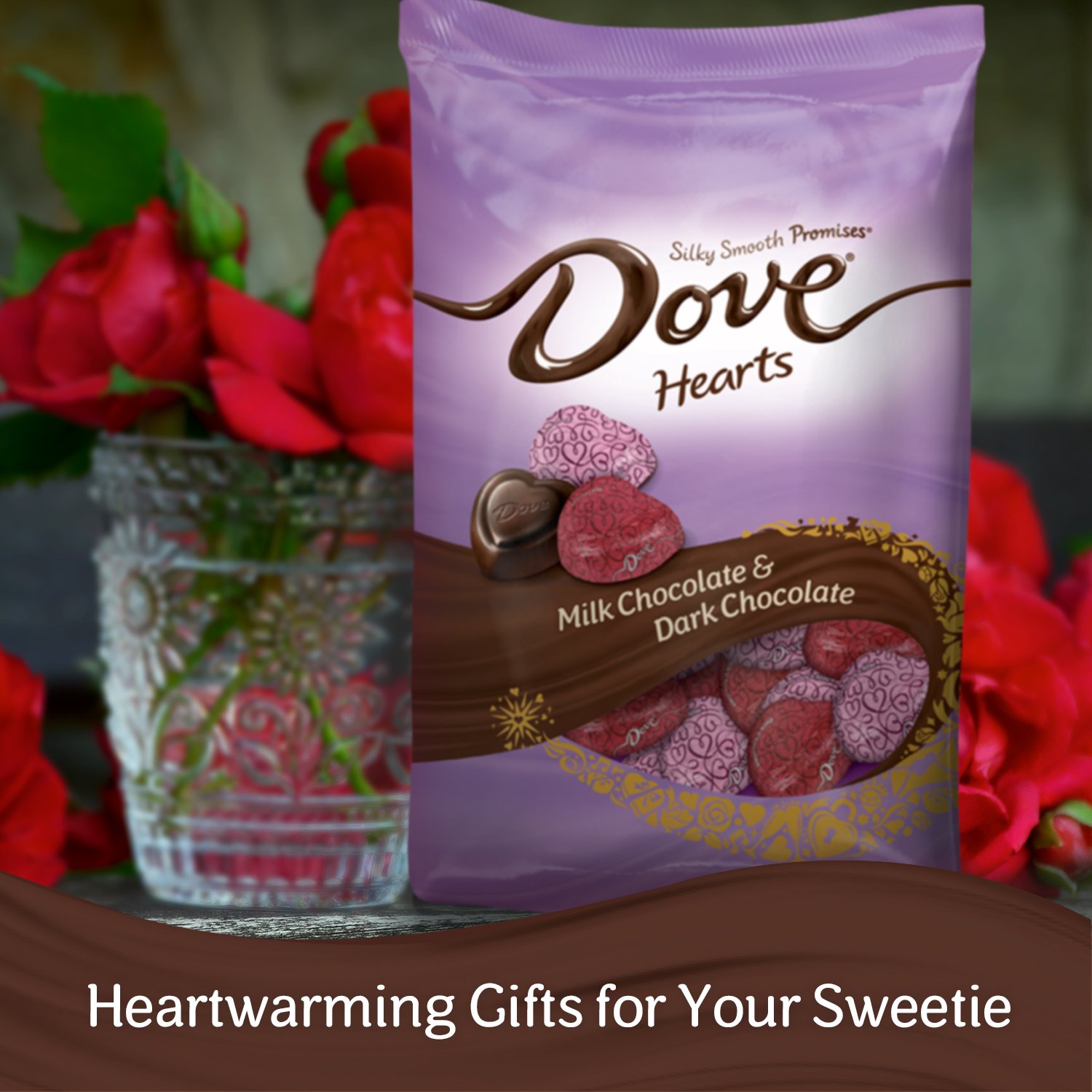 DOVE PROMISES Valentine Milk and Dark Chocolate Candy Hearts Variety Mix 19.52-Ounce Bag