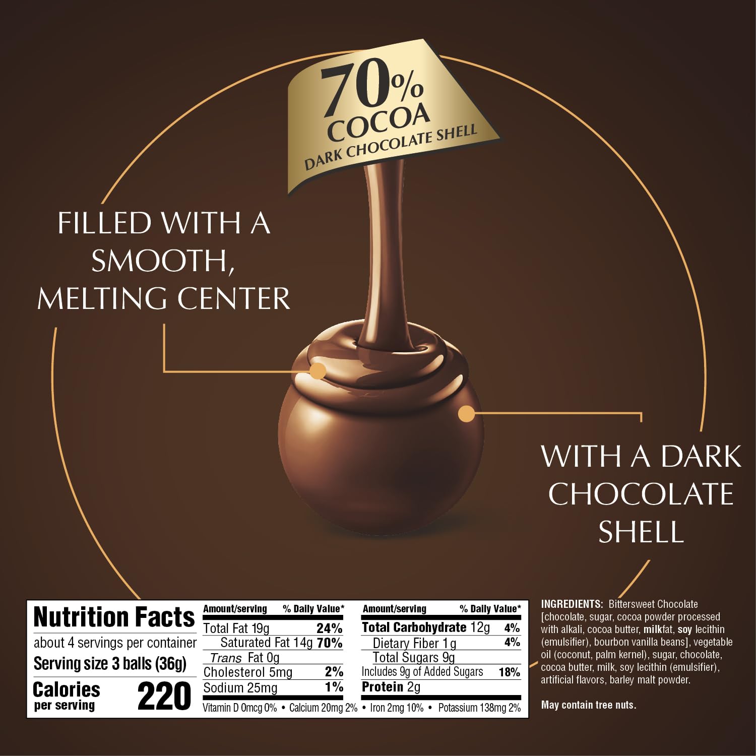 Lindt LINDOR 70% Extra Dark Chocolate Truffles, Dark Chocolate Candy with Smooth, Melting Truffle Center, Great for Gift Giving, 5.1 oz. Bag (6 Pack)