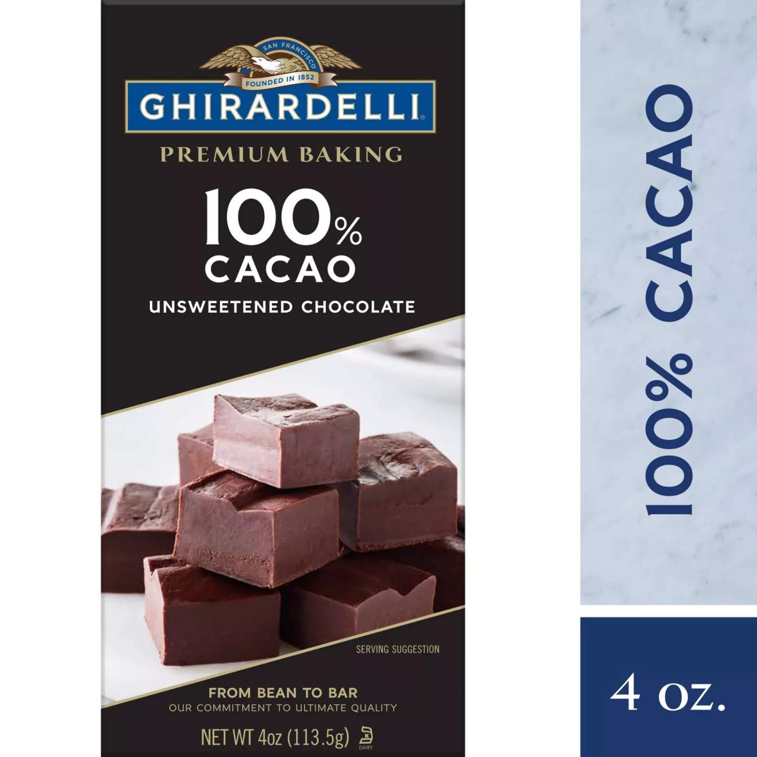 Ghirardelli Chocolate Baking Bar, 100% Cacao Unsweetened Chocolate, 4-Ounce Bars (Pack of 6)