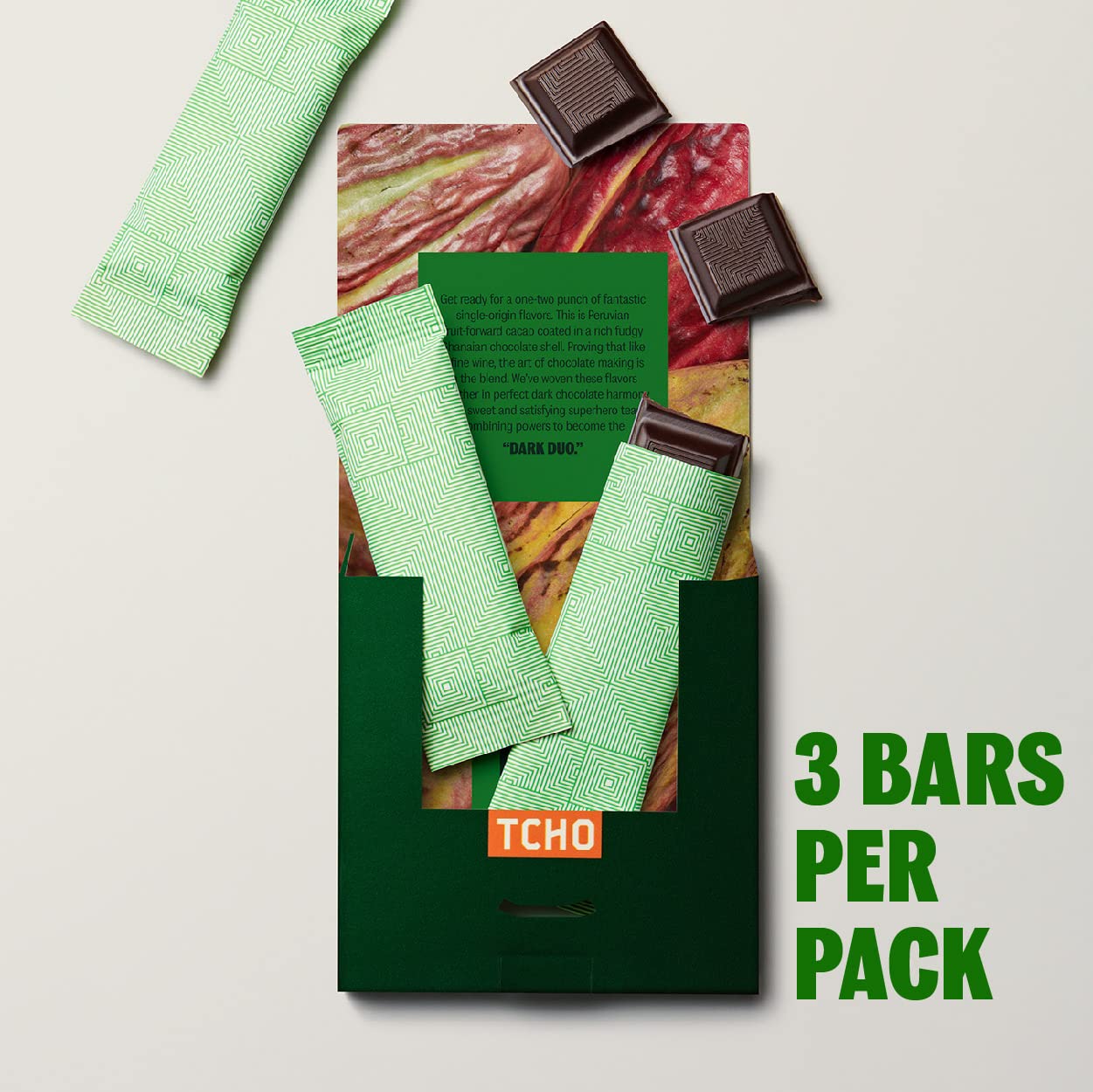 Alternative view of TCHO Dark Duo 75% Dark Chocolate Bars (10 pack) - Valentine's Day Chocolate - Plant Based, Organic & Fair Trade - Non GMO, Non-Dairy, Vegan Chocolate, Soy Free (2.5oz each)