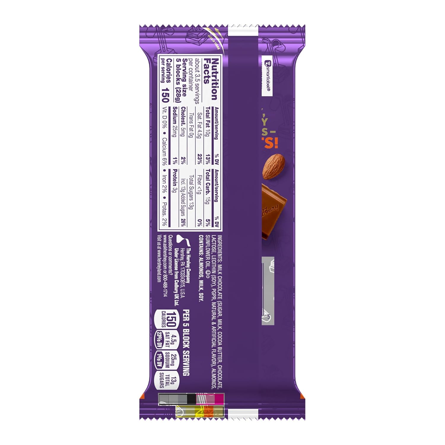 CADBURY DAIRY MILK Roast Almond Milk Chocolate Candy Bars, 3.5 oz (14 Count)