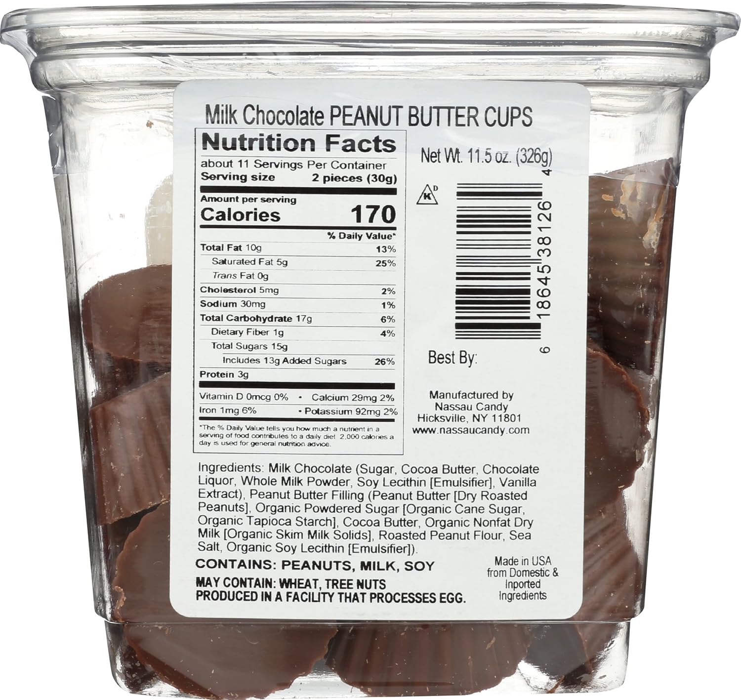 Nassau Candy, Candy Milk Chocolate Peanut Butter Cup, 11.5 Ounce