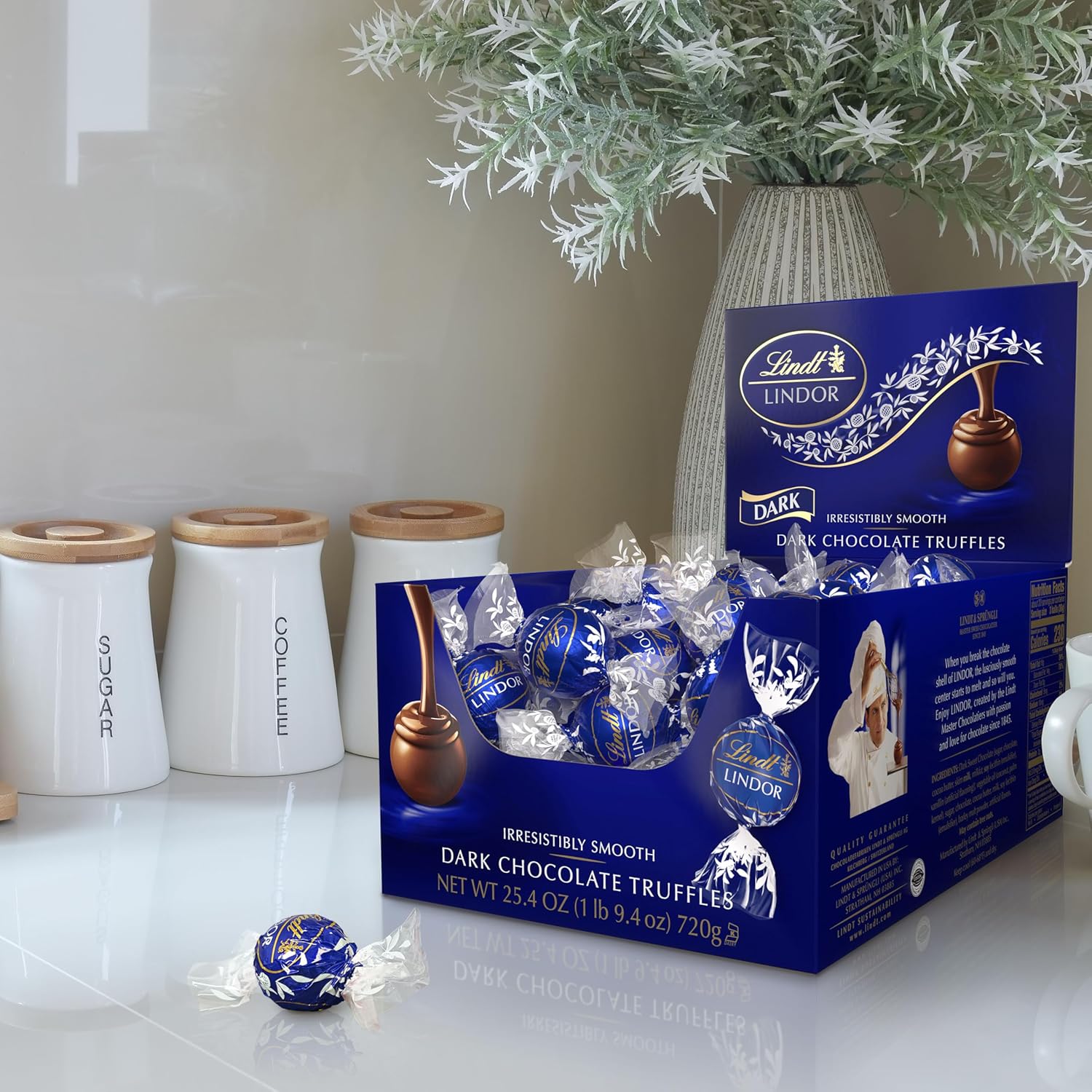 Alternative view of Lindt LINDOR Dark Chocolate Candy Truffles, Dark Chocolate with Smooth, Melting Truffle Center, 25.4 oz., 60 Count Box