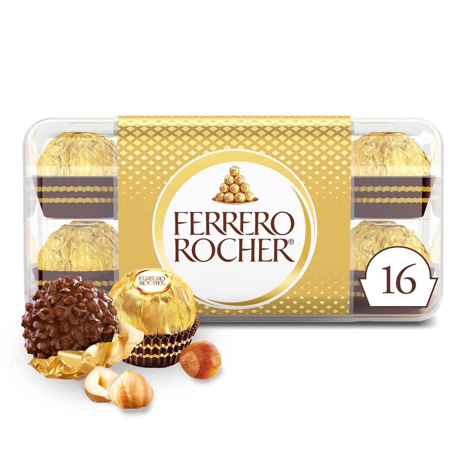 Alternative view of Ferrero Rocher Gourmet Hazelnut Milk Chocolate Gift Box, 16 Individually Wrapped Chocolates for Gifting, 7 oz