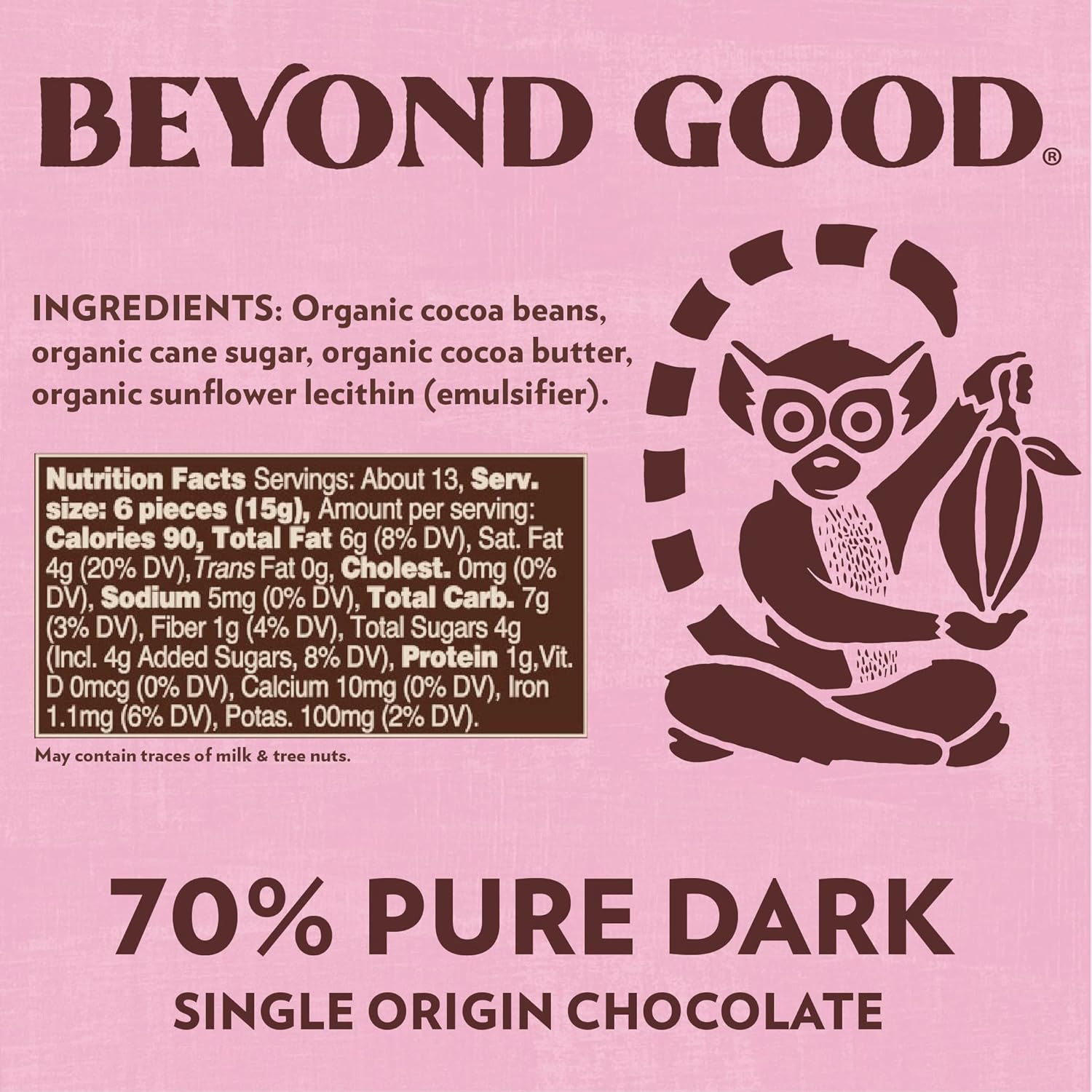 Beyond Good Chocolate | 70% Pure Dark Chocolate Melts, 7oz Pack | USDA Organic, Direct Trade, Vegan, Kosher, Non-GMO | Single Origin Uganda Chocolate Perfect for Snacking or Baking