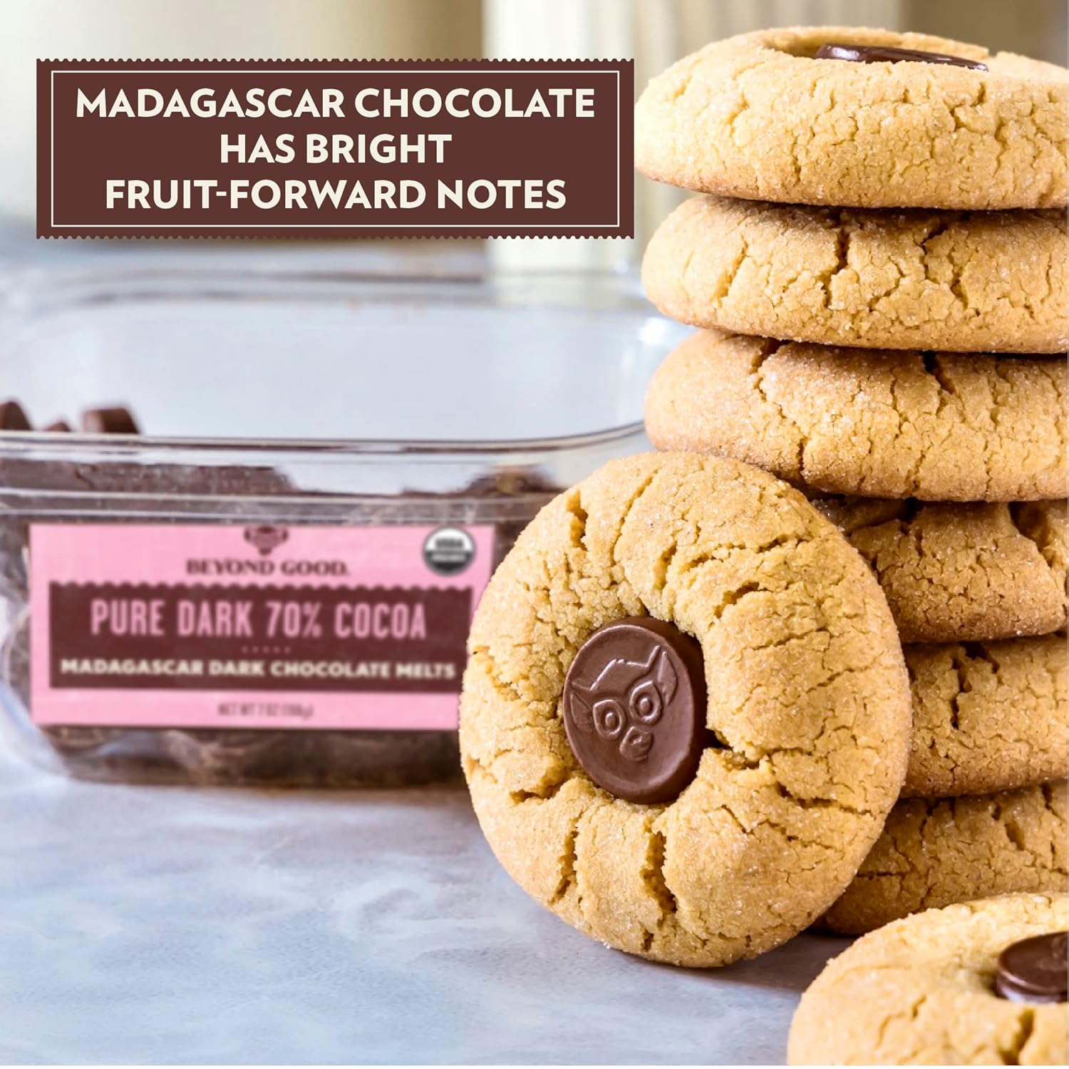 Alternative view of Beyond Good Chocolate | 70% Pure Dark Chocolate Melts, 7oz Pack | USDA Organic, Direct Trade, Vegan, Kosher, Non-GMO | Single Origin Uganda Chocolate Perfect for Snacking or Baking