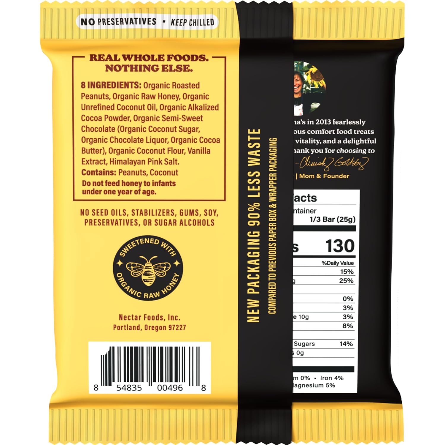 Honey Mama's, Peanut Butter Cup Chocolate Fudge Bars, NO Refined Sugar, Gluten Free, Dairy Free, Soy Free, NO Seed Oils, 2.5 Ounce, 3-Serving Bar