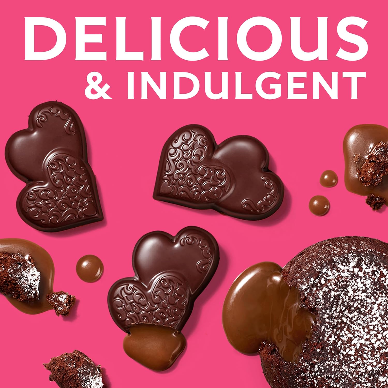 Alternative view of GHIRARDELLI Dark Chocolate Lava Cake Hearts, 5.8 oz Bag – Valentine’s Candy with Chocolate Flavored Caramel Filling