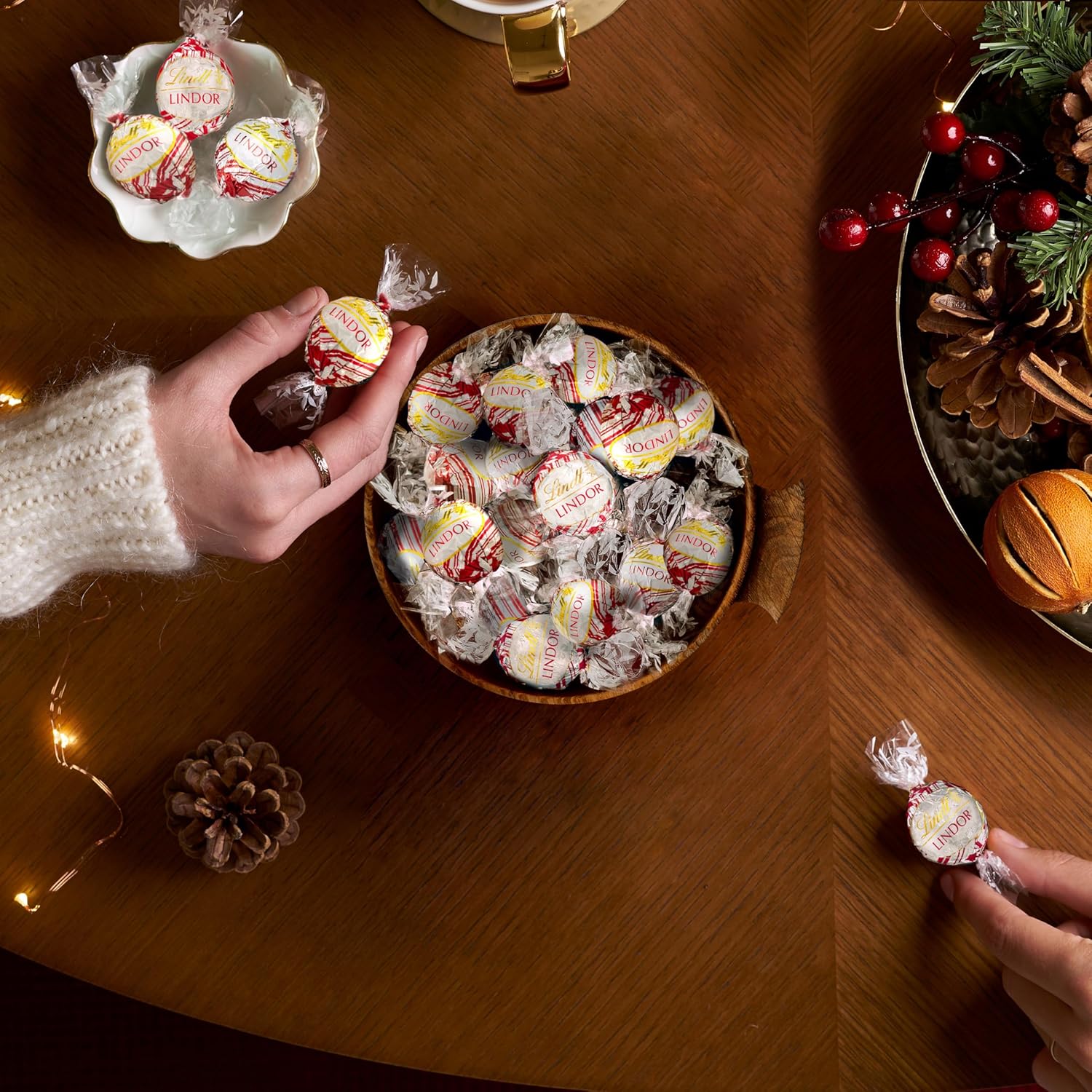 Lindt LINDOR White Chocolate Peppermint Truffles, White Chocolate Candy with Smooth Peppermint Truffle Center, 8.5 oz. Bag