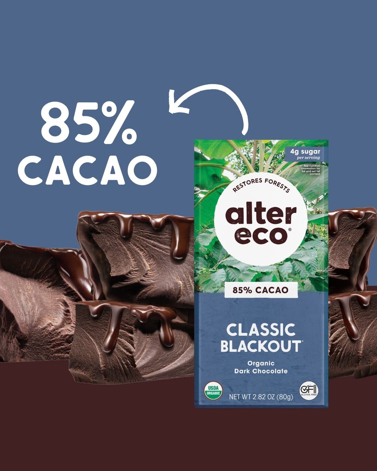 Alternative view of Alter Eco | Classic Blackout | 85% Pure Dark Cocoa, Fair Trade, Organic, Non-GMO, Gluten Free (Classic Blackout)