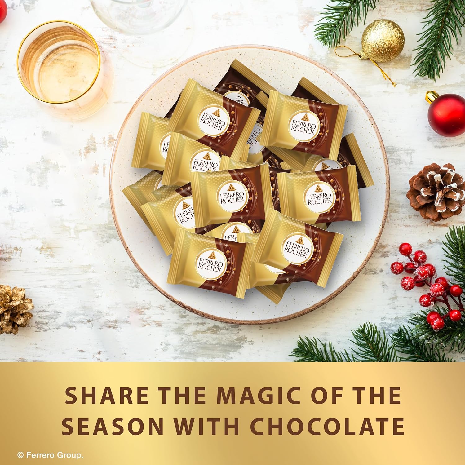 Alternative view of Ferrero Rocher Premium Milk Hazelnut chocolate squares, Individually Wrapped Chocolates, Great for Sharing or Gifting, 3.7 oz (Pack of 2)