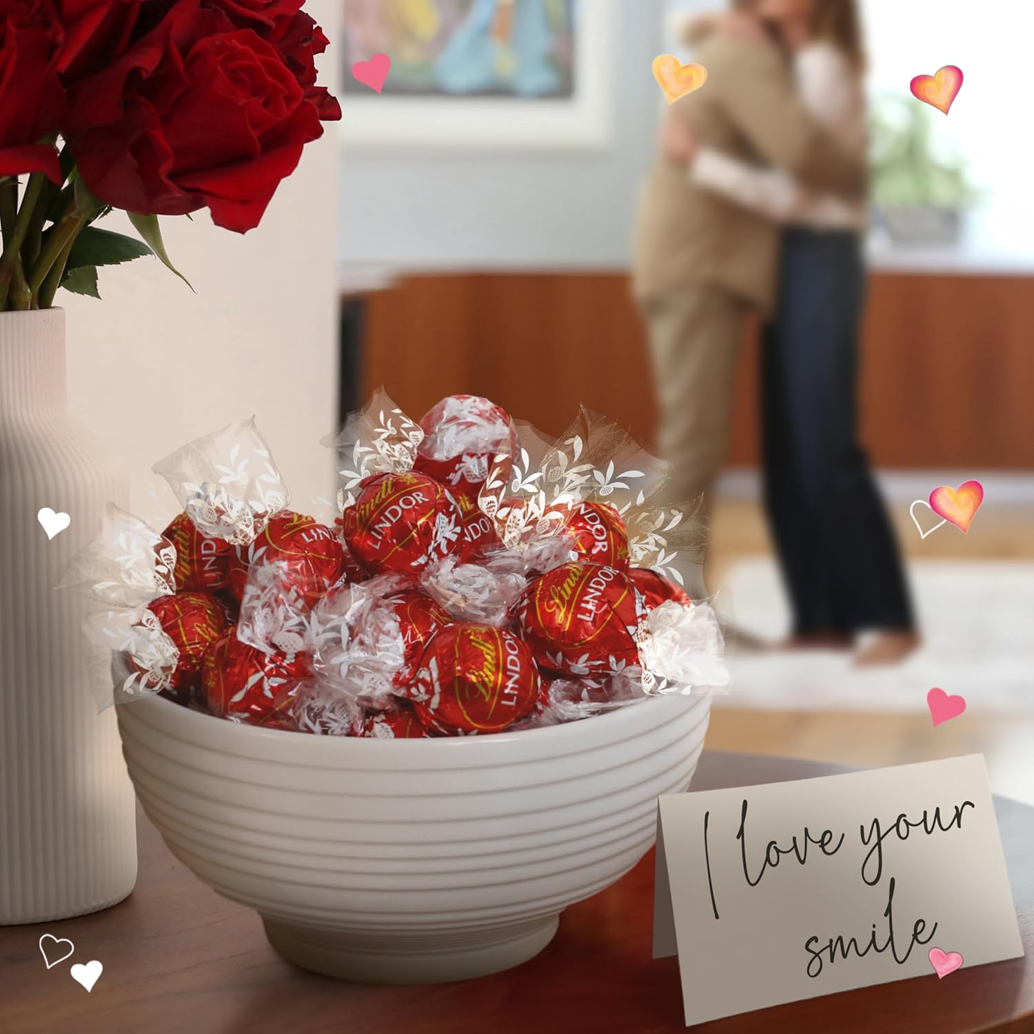 Lindt LINDOR Valentine's Milk Chocolate Candy Truffles, 8.5 oz. Bag