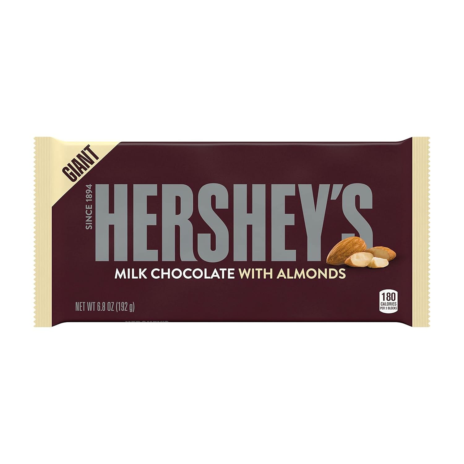 Alternative view of HERSHEY'S Milk Chocolate with Almonds Giant Candy, 6.8 Ounce (Pack of 12)