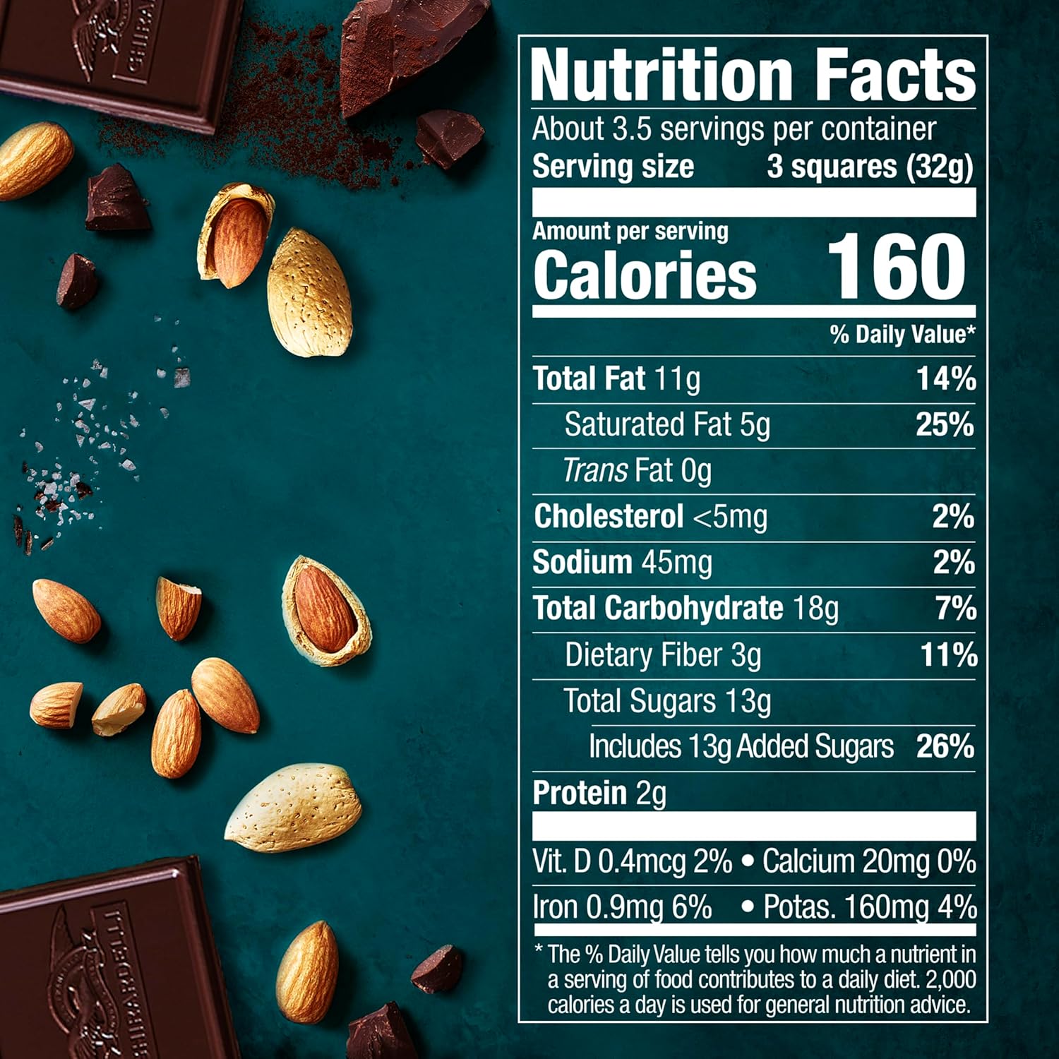 GHIRARDELLI Intense Dark Chocolate Squares, Sea Salt Almond, 4.12 Oz Bag (Pack of 2)