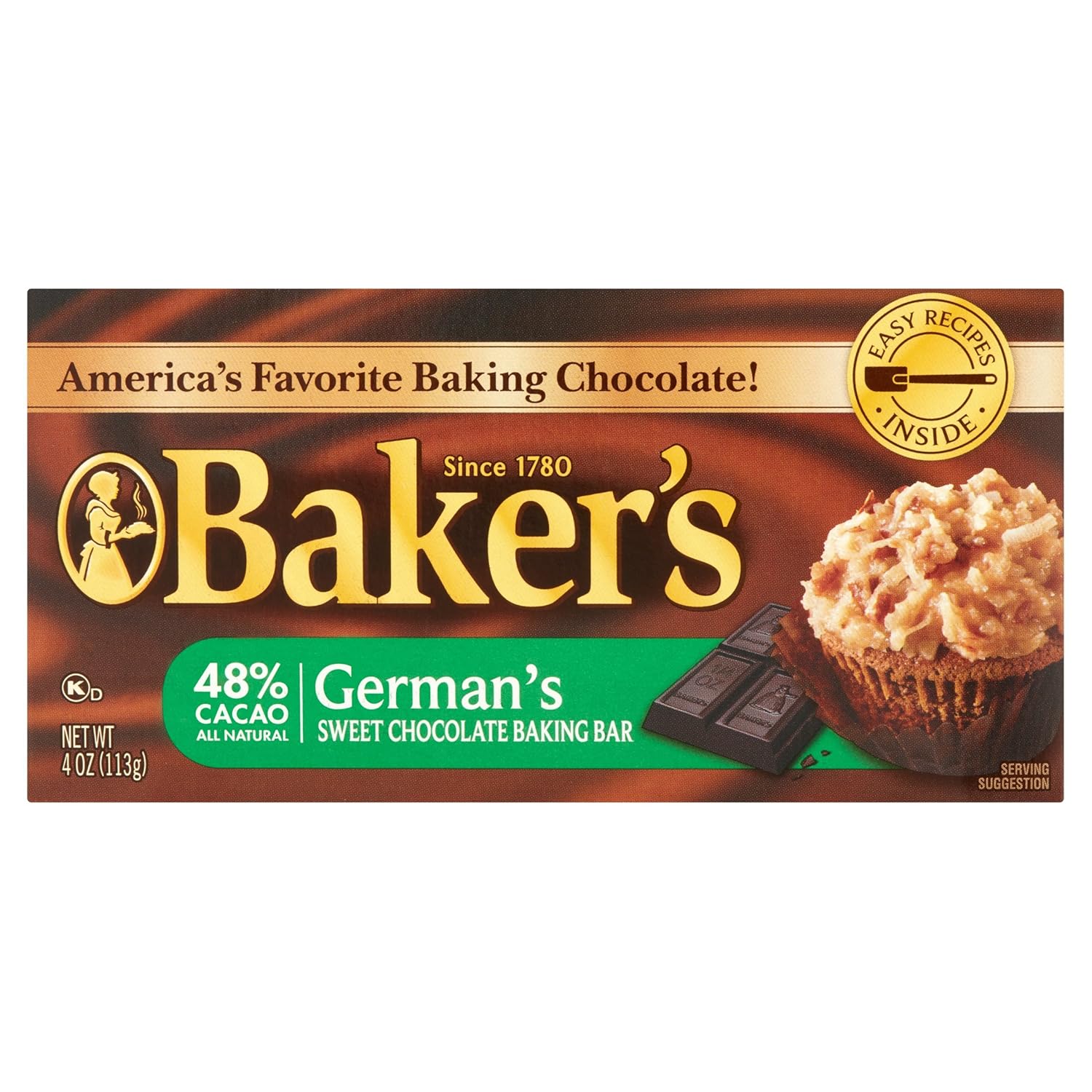 Kraft Bakers German Chocolate Bar, 4 OZ