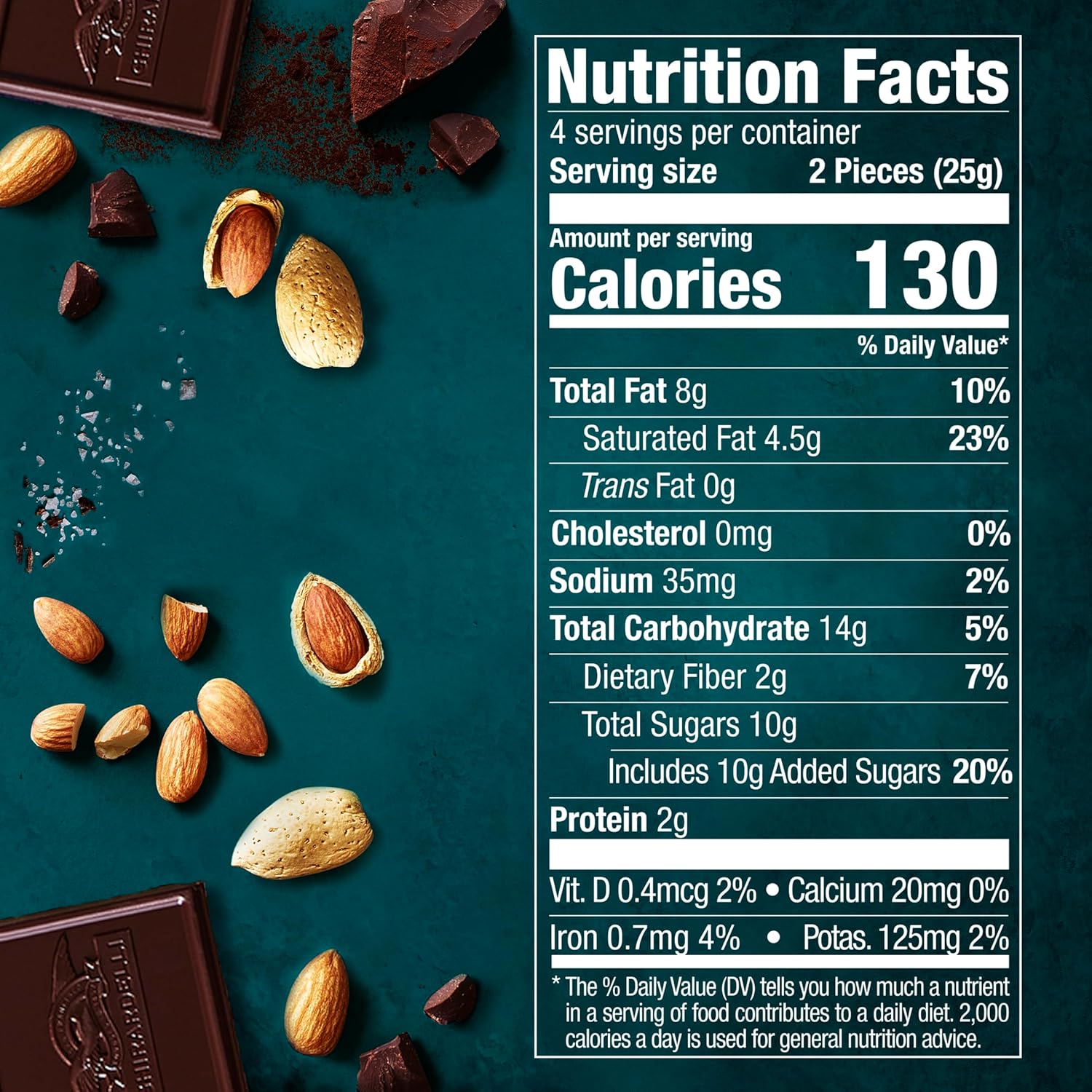 GHIRARDELLI Intense Dark Chocolate Bar, Sea Salt Almond, 3.5 Oz Bar (Pack of 2)