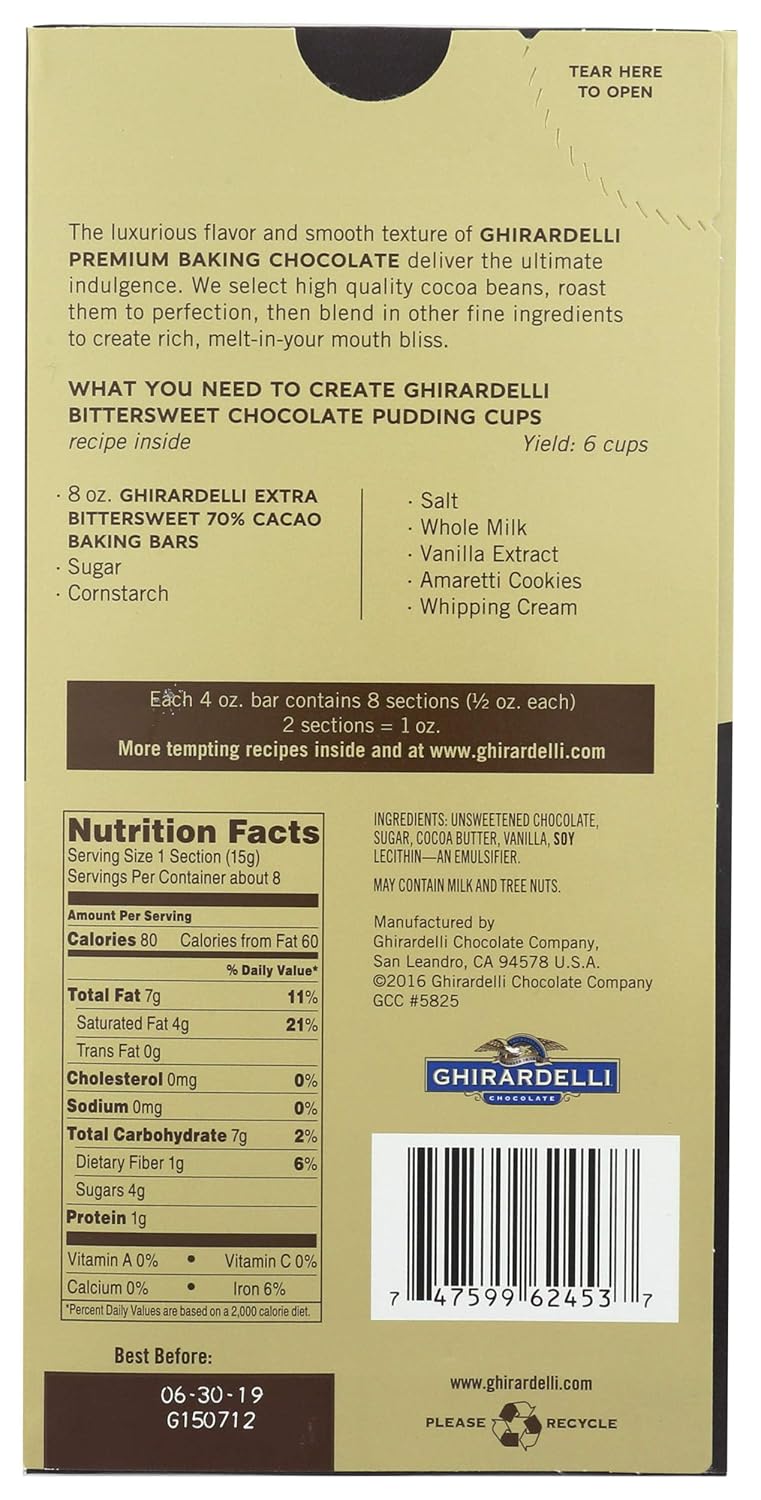 70% Cacao Extra Bittersweet Chocolate Baking Bar (Pack of 2)