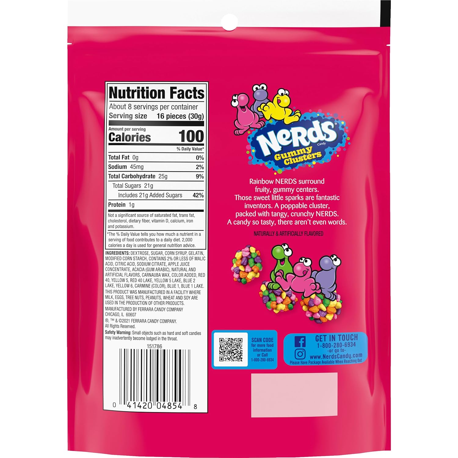 Nerds Gummy Clusters Candy, Rainbow, 8 Ounce | Resealable Bag | Pack of 2