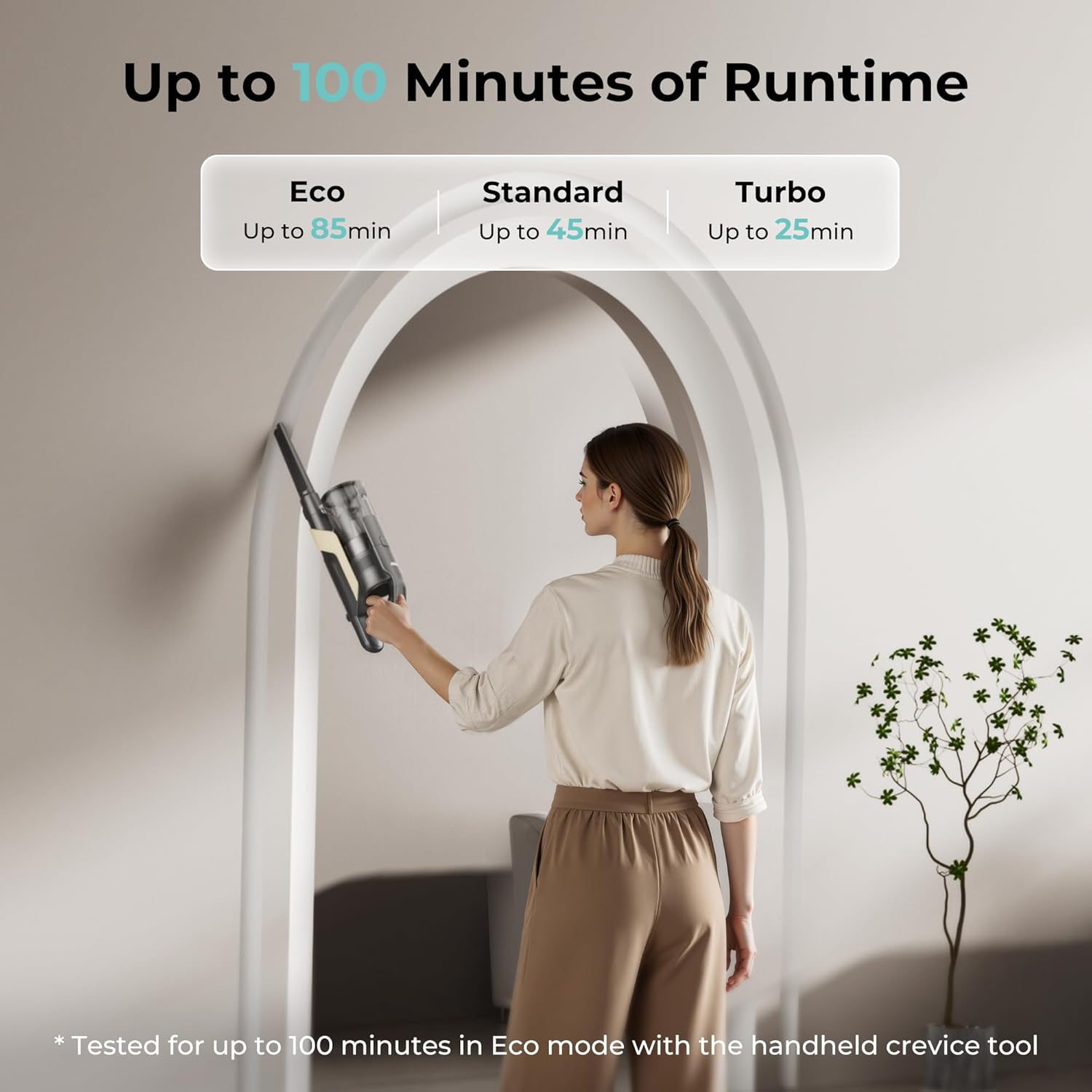 Alternative view of Candy Cordless Stick Vacuum Cleaner, 650W/320AW Powerful Suction, Up to 100min, Flexi-Fold Tube, SmartSense Tech, LED Headlights, Pet Hair Pickup, Pet & Crevice Tools, for Hard Floor & Carpet, CVS60