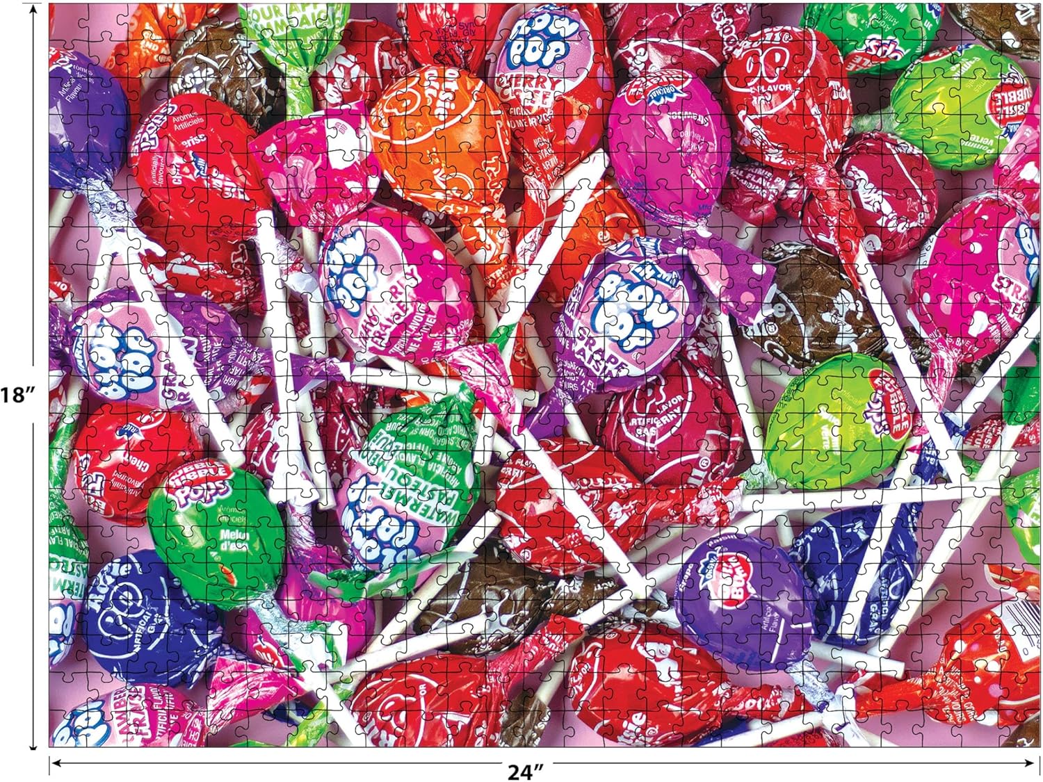 RoseArt - Snack Assortment- Blow Pop & Tootsie Roll Lollipop - 500 Piece Jigsaw Puzzle, Candy-Themed Puzzle for Adults