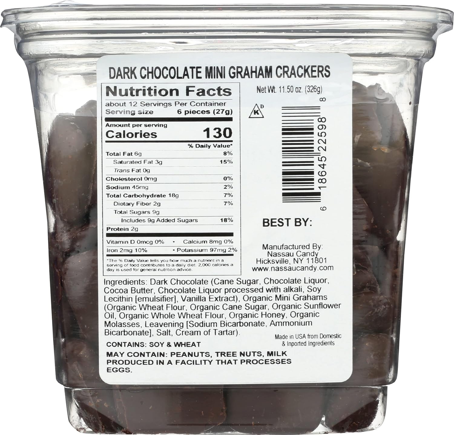 Nassau Candy, Dark Chocolate Mini Grahams, 11.5 Ounce