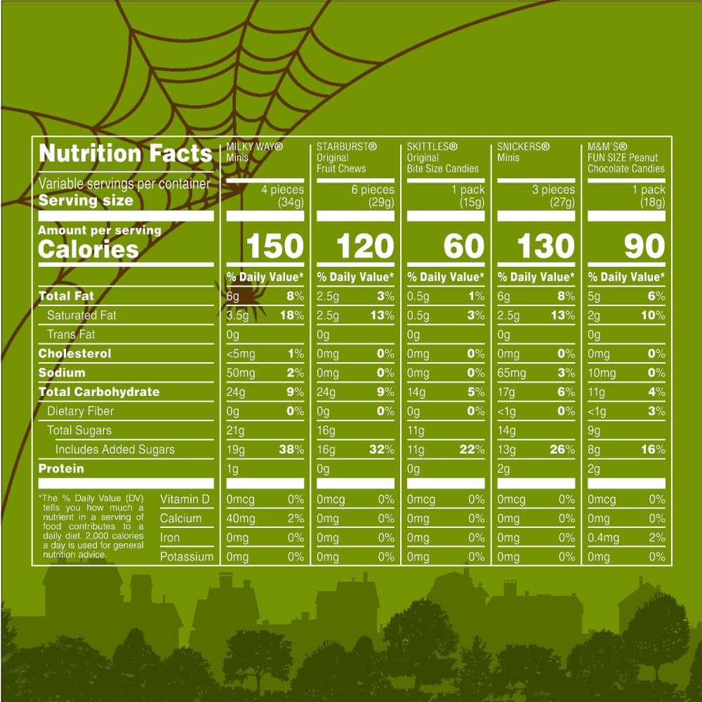 M&M'S, SNICKERS, SKITTLES, & STARBURST Halloween Candy Bulk Chocolate and Fruity Candies Fun Size Variety Pack of Halloween Snacks, Treats, and Party Favors, 160 Ct Bag