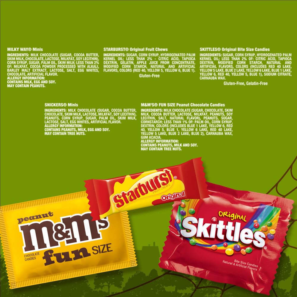 Alternative view of M&M'S, SNICKERS, SKITTLES, & STARBURST Halloween Candy Bulk Chocolate and Fruity Candies Fun Size Variety Pack of Halloween Snacks, Treats, and Party Favors, 160 Ct Bag