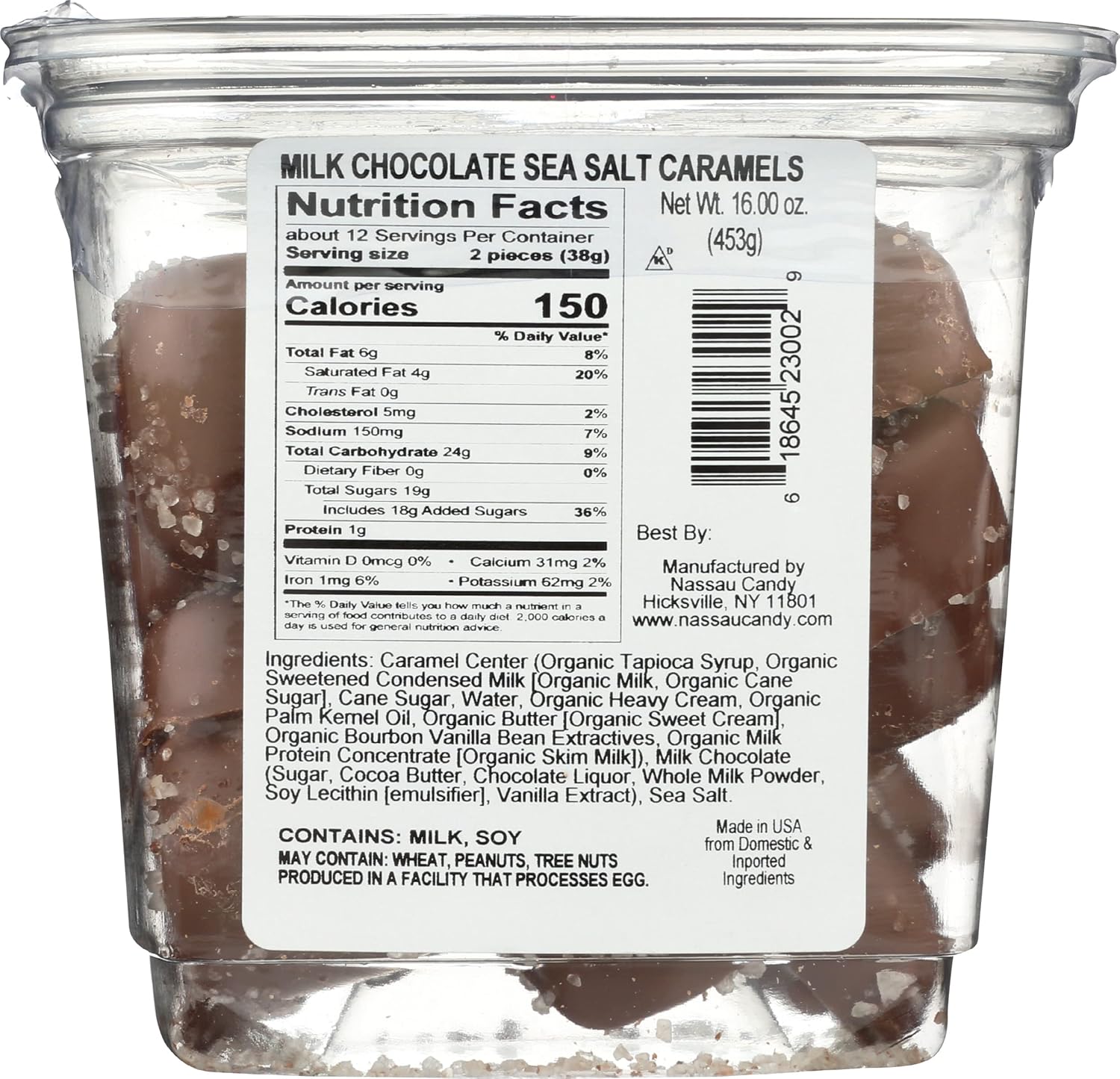 Nassau Candy, Candy Milk Chocolate Sea Salt Caramels, 16 Ounce