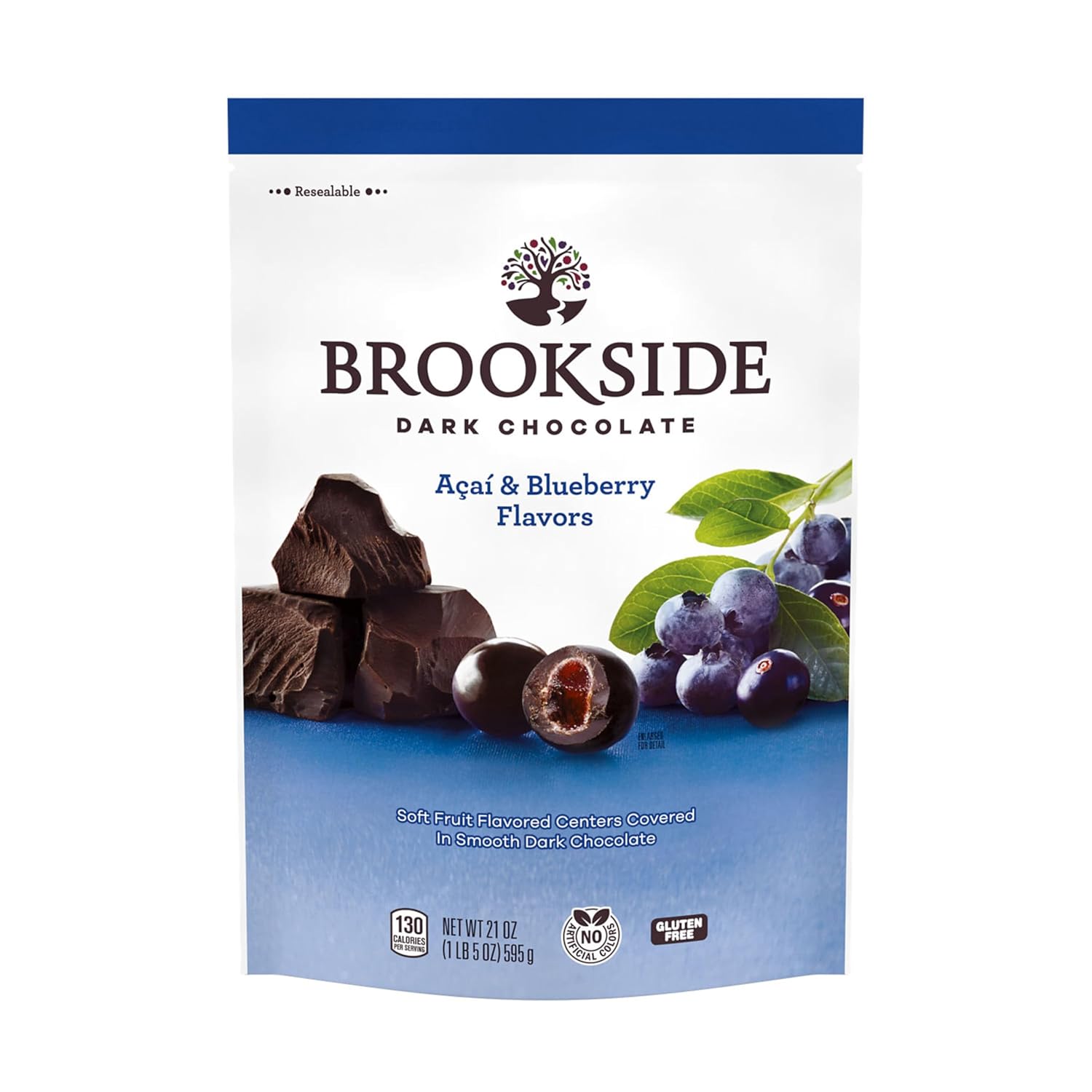 Alternative view of BROOKSIDE Dark Chocolate, Acai and Blueberry Flavored Snacking Chocolate Bag, 21 oz