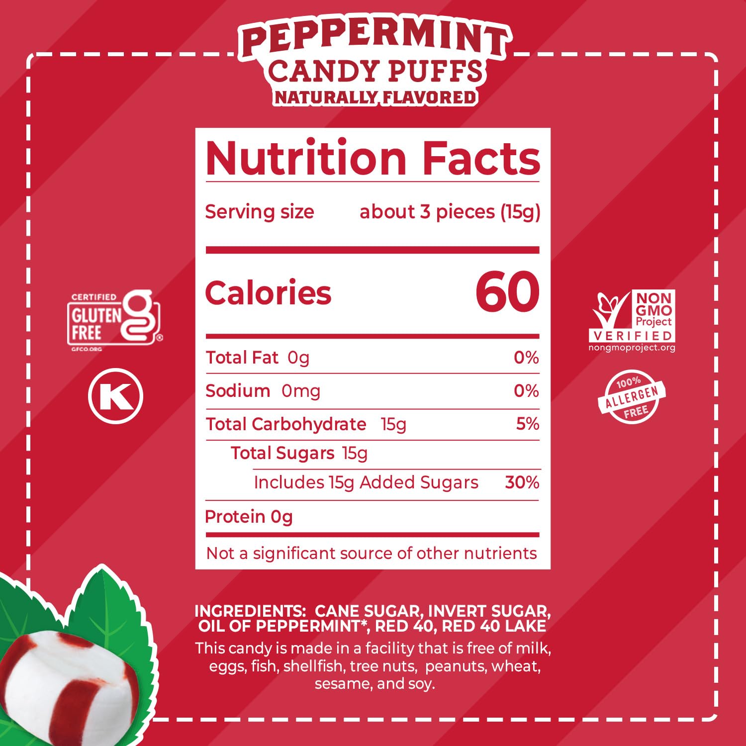 Red Bird Soft Peppermint Candy, Individually Wrapped, Gluten Free Breath Mints, 46 oz Bag
