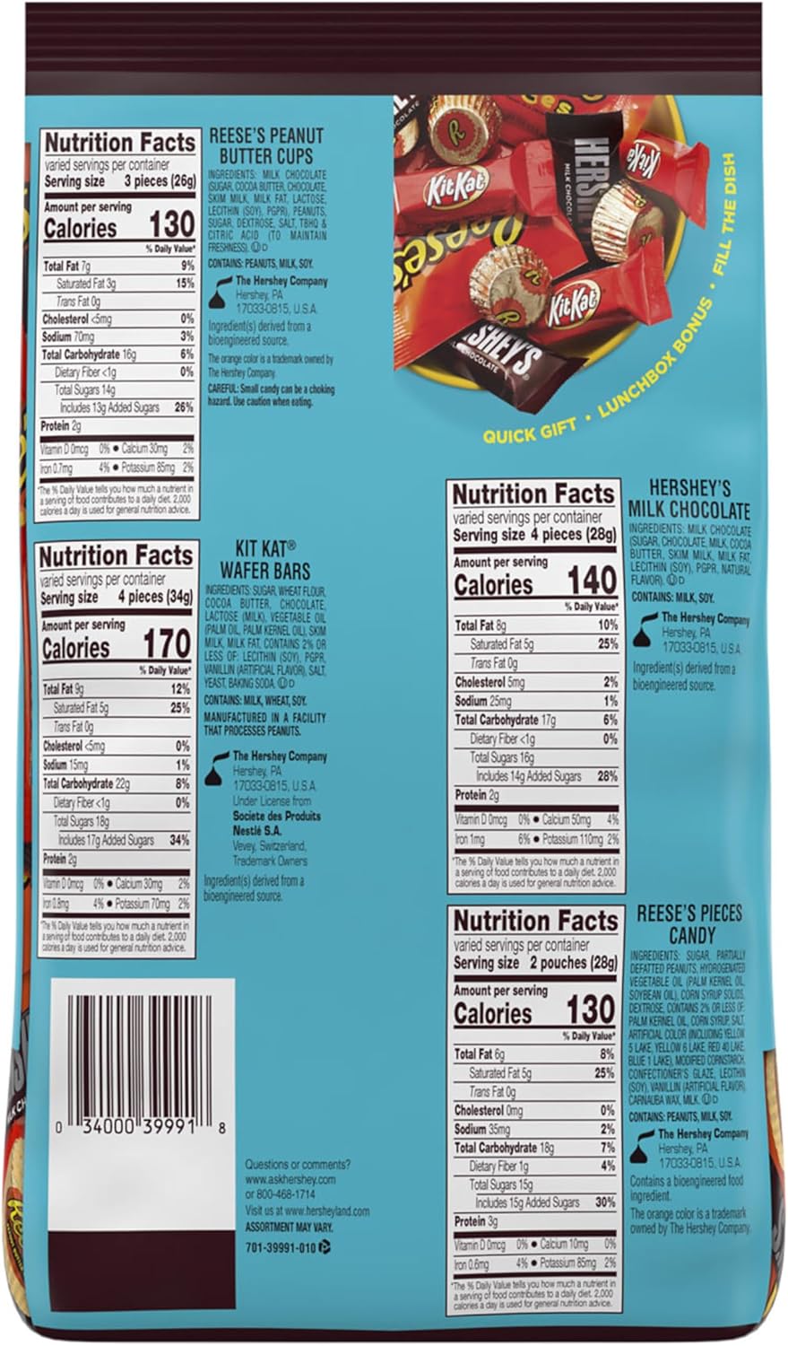 Alternative view of HERSHEY'S, KIT KAT and REESE'S Assorted Flavored Candy Party Pack, 33.38 oz