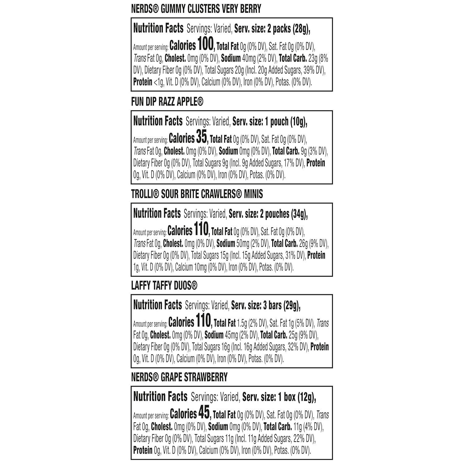 Halloween Candy Variety Seekers, Trick-or-Treat Variety Bag, NERDS Gummy Clusters, Fun Dip, Trolli, Laffy Taffy and More, 45ct, 18.9oz