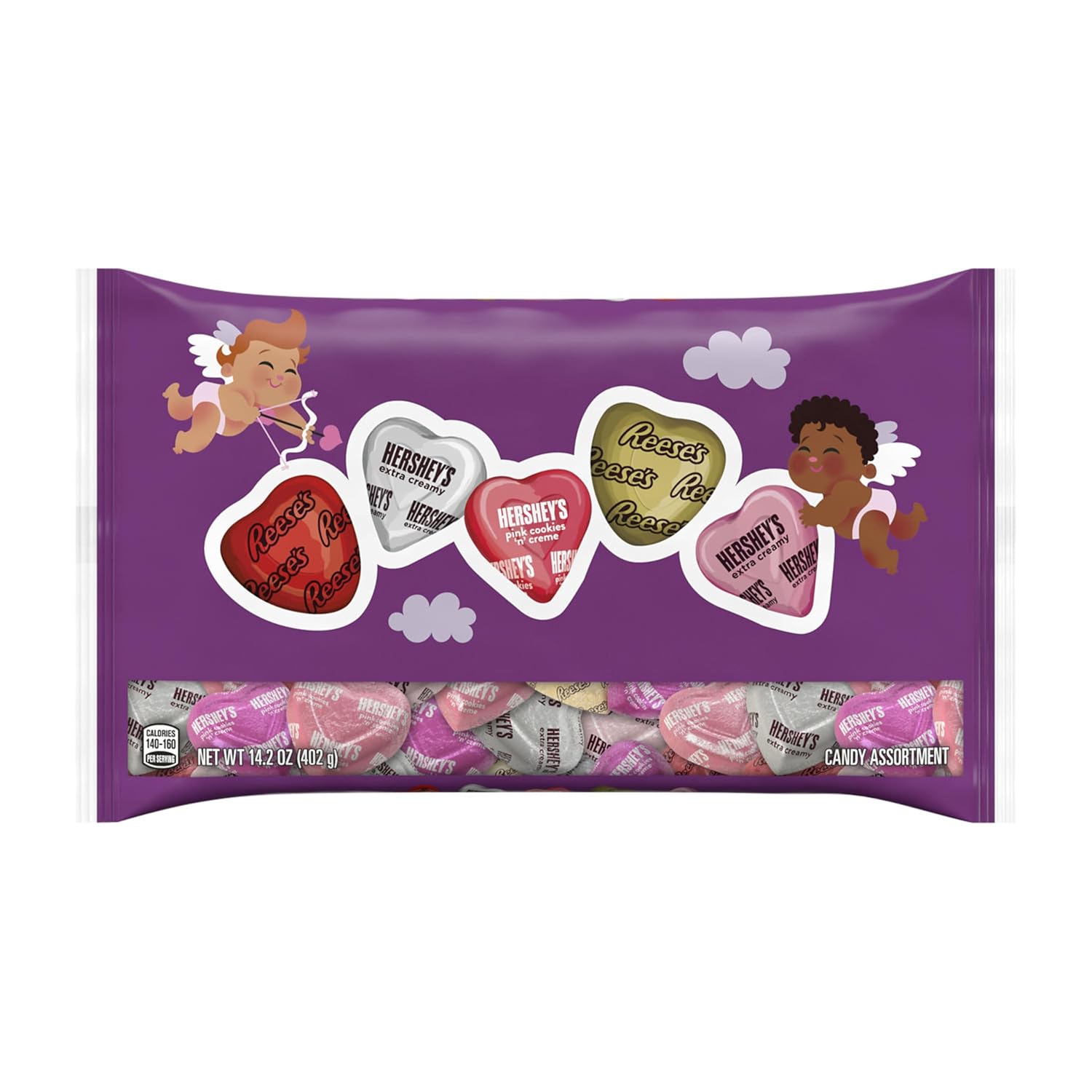 Alternative view of HERSHEY'S and REESE'S Assorted Flavored Hearts, Valentine's Candy Bag, 14.2 oz