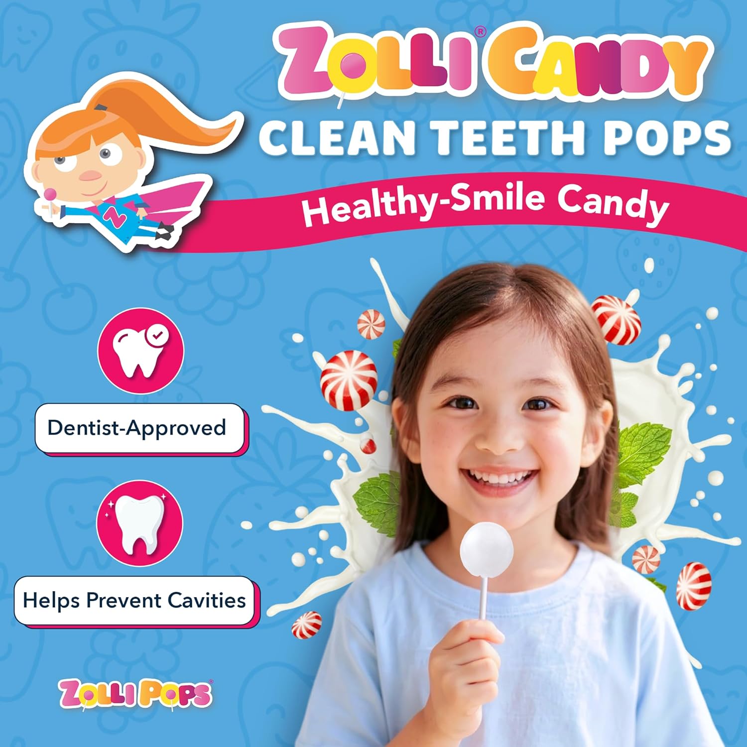 Alternative view of Zollipops Clean Teeth Pops Sugar Free Candy with Xylitol, Dye-Free Lollipops - Keto & Diabetic-Friendly, Dentist-Approved Treats for Kids (Peppermint 5.2 oz)