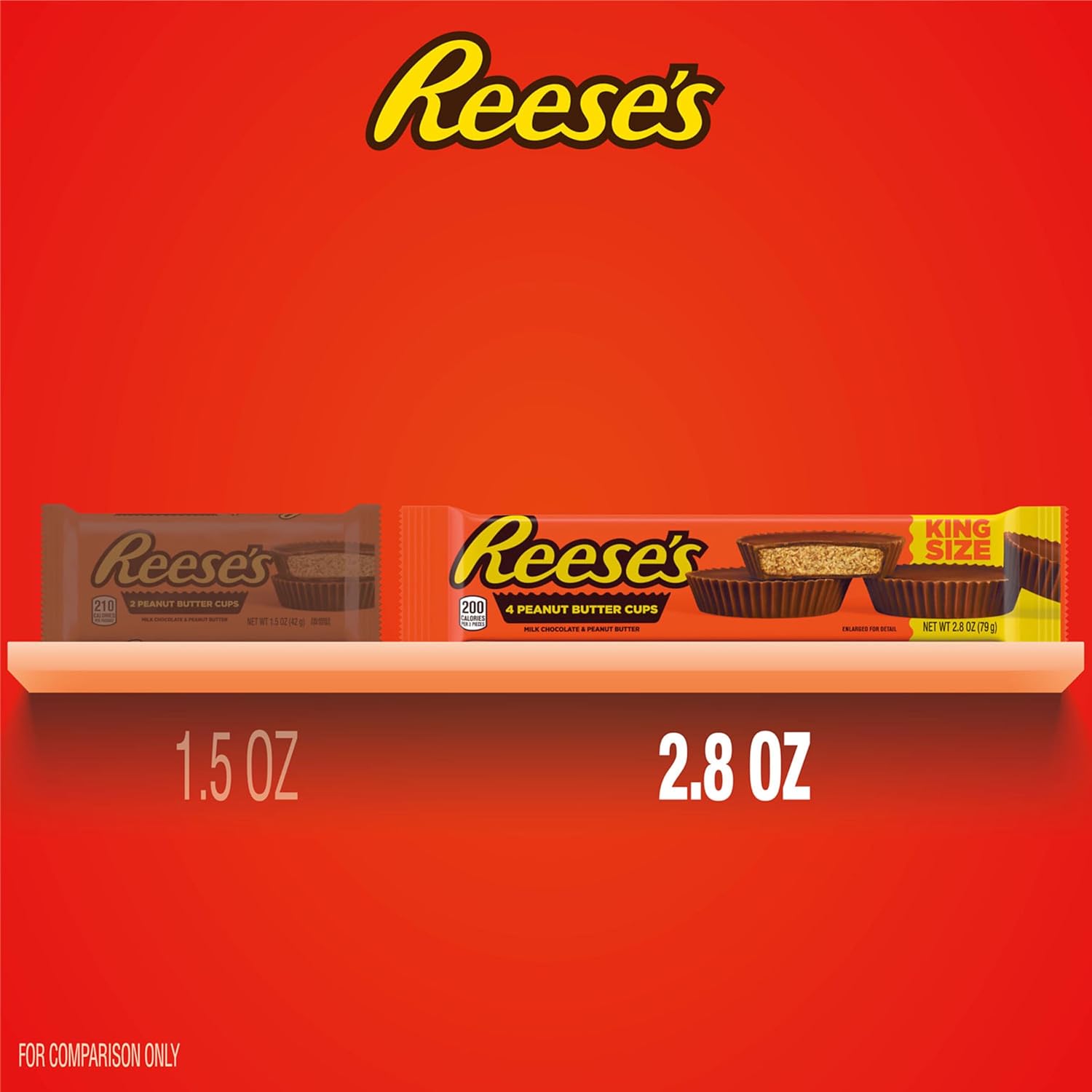 Alternative view of REESE'S Milk Chocolate King Size Peanut Butter Cups, Candy Pack, 2.8 oz